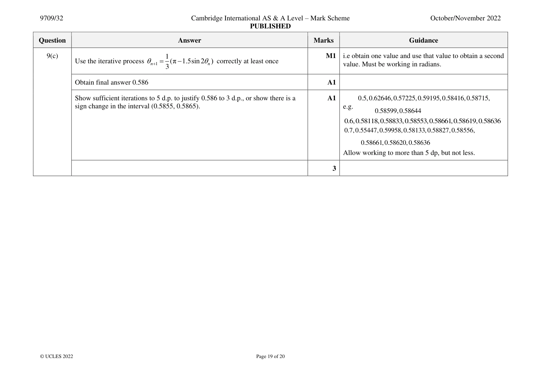 Mark scheme, page 19 of 20