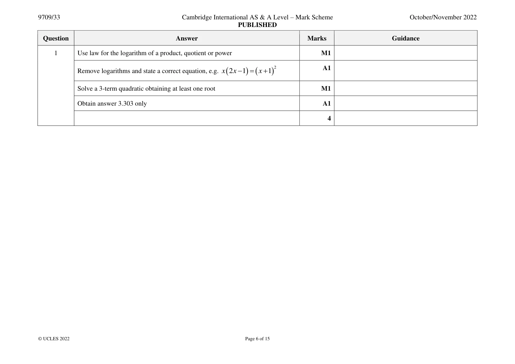 Mark scheme, page 6 of 15