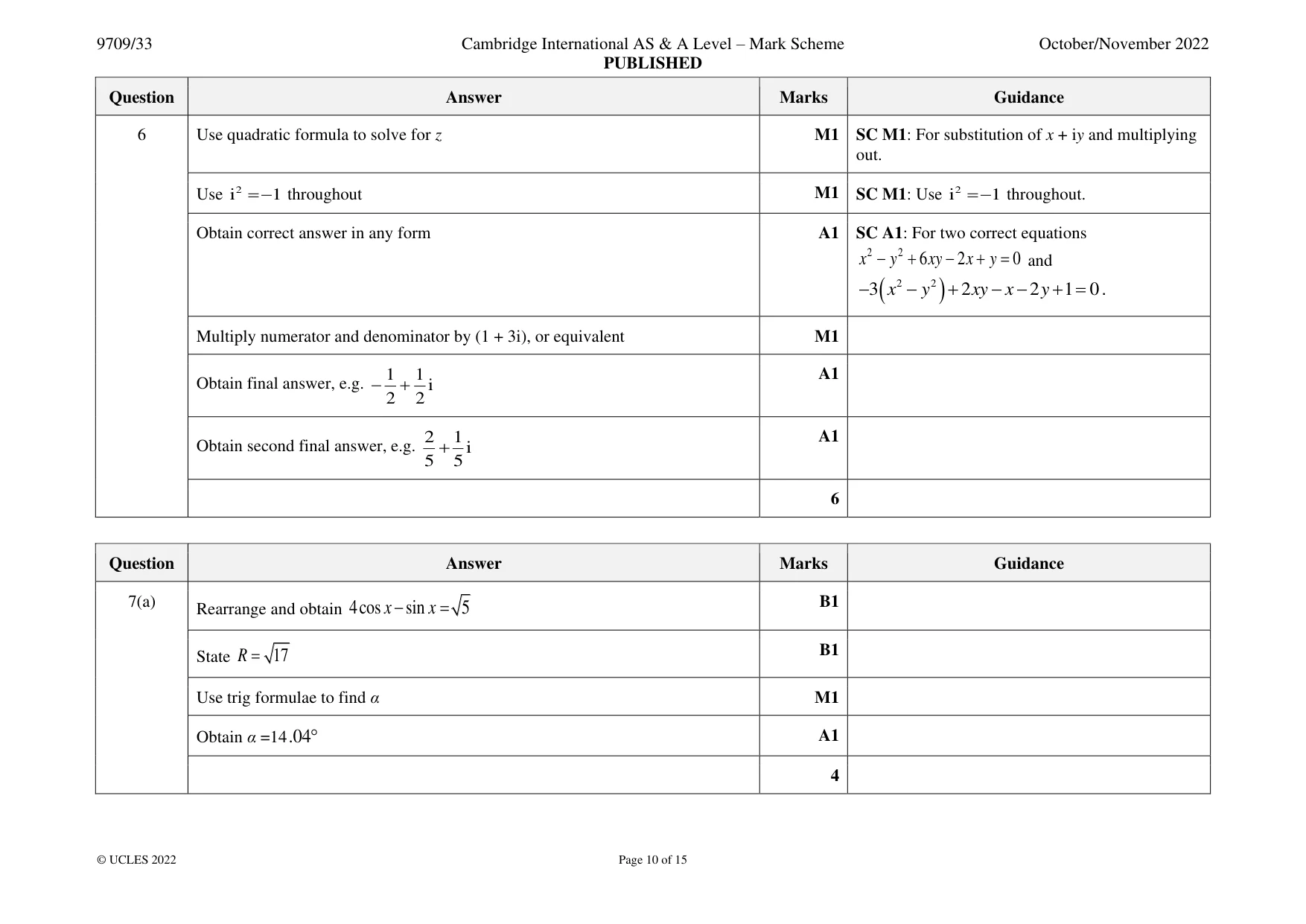 Mark scheme, page 10 of 15