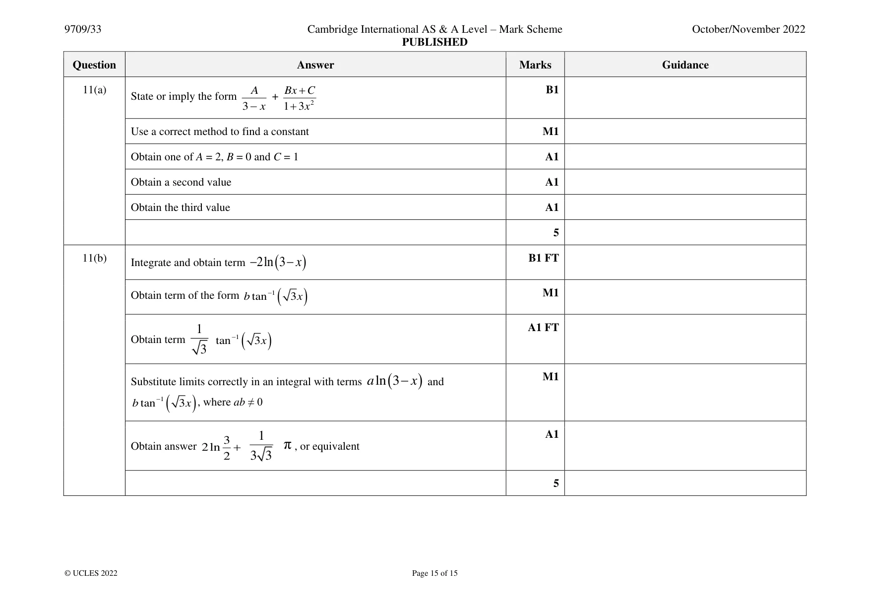 Mark scheme, page 15 of 15