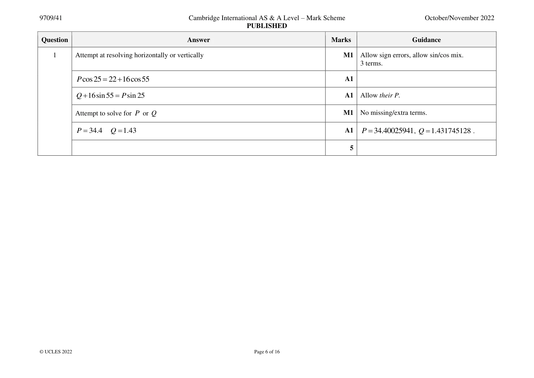 Mark scheme, page 6 of 16