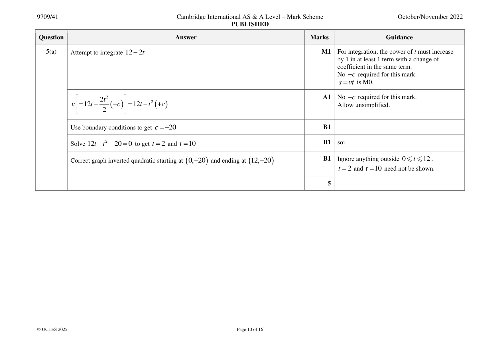 Mark scheme, page 10 of 16