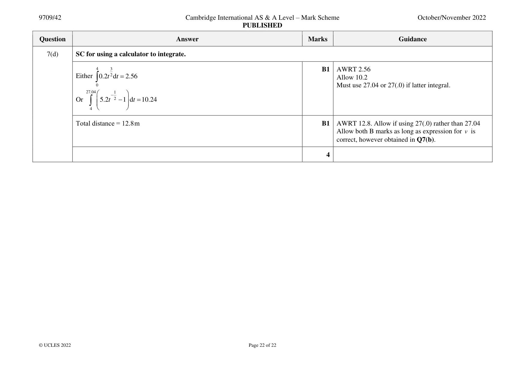 Mark scheme, page 22 of 22