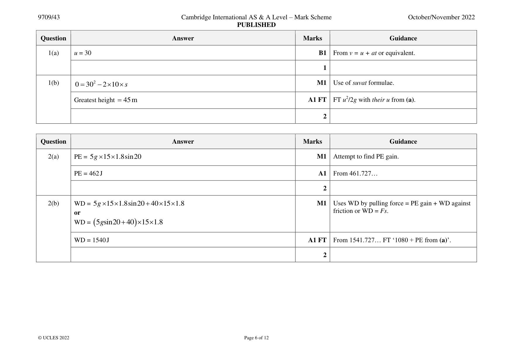 Mark scheme, page 6 of 12