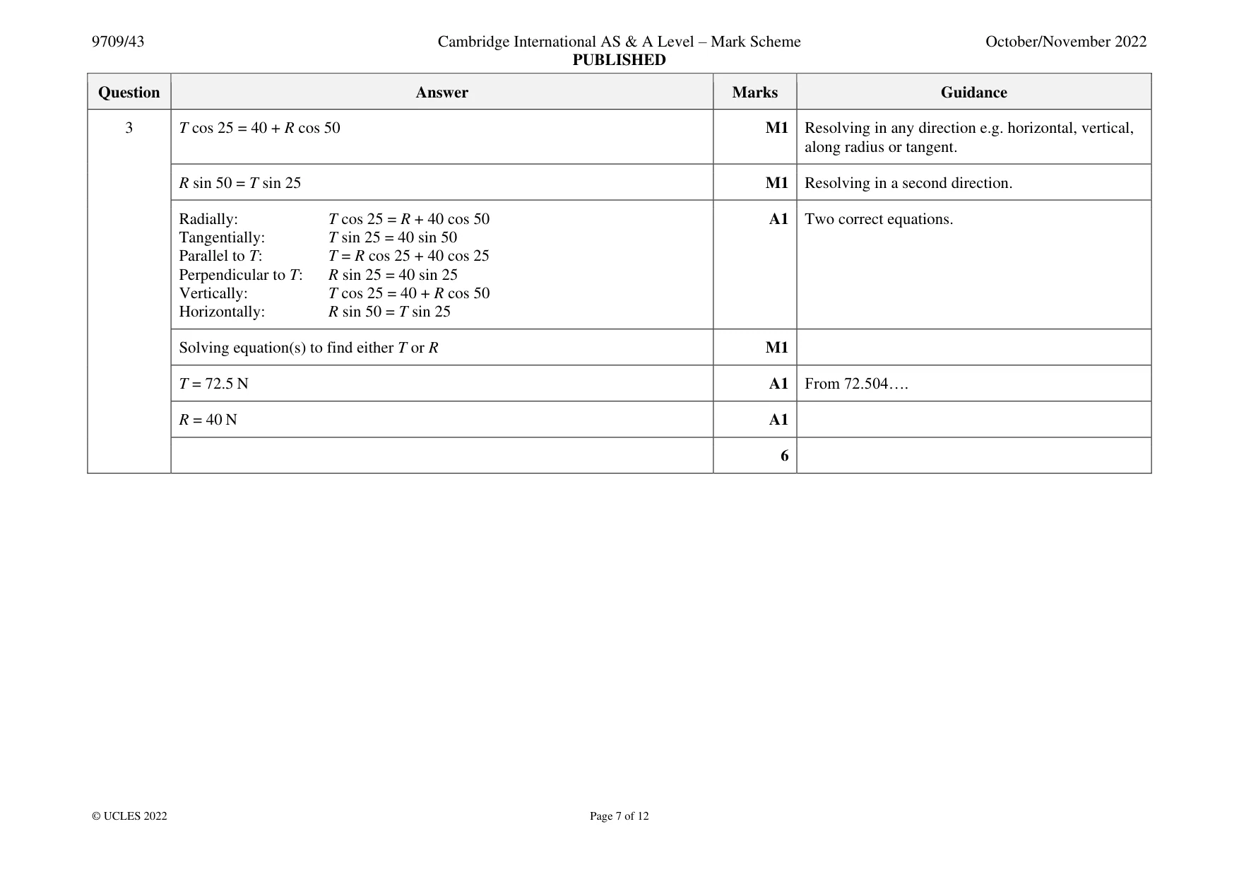 Mark scheme, page 7 of 12
