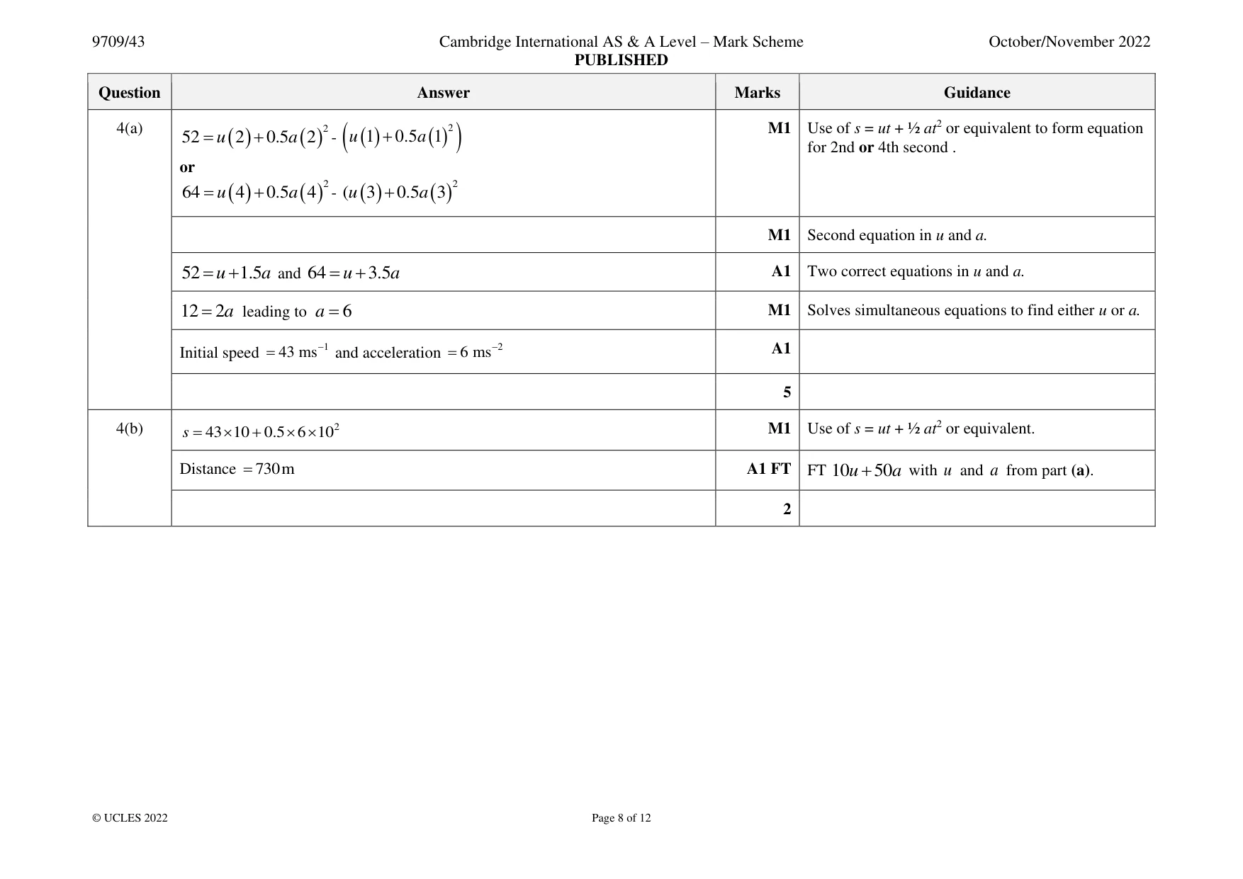Mark scheme, page 8 of 12