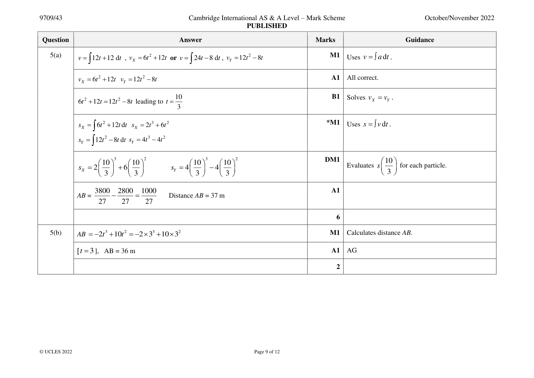 Mark scheme, page 9 of 12