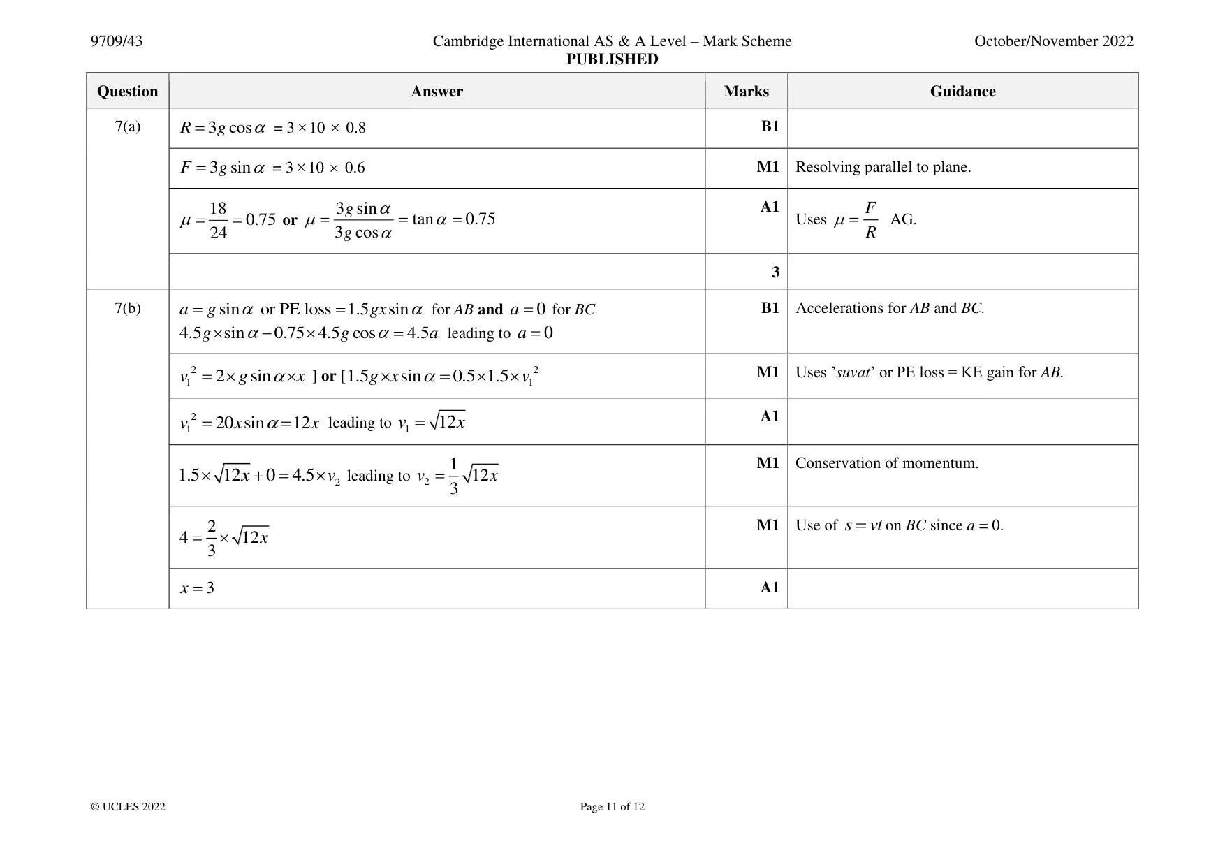 Mark scheme, page 11 of 12