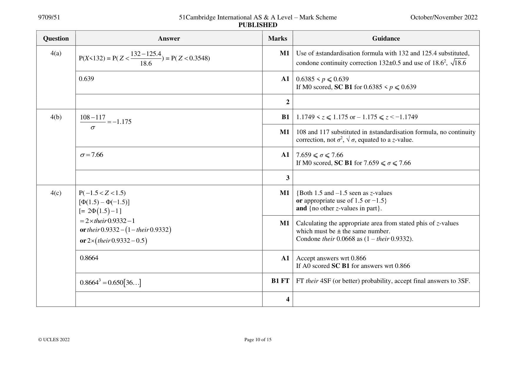 Mark scheme, page 10 of 15