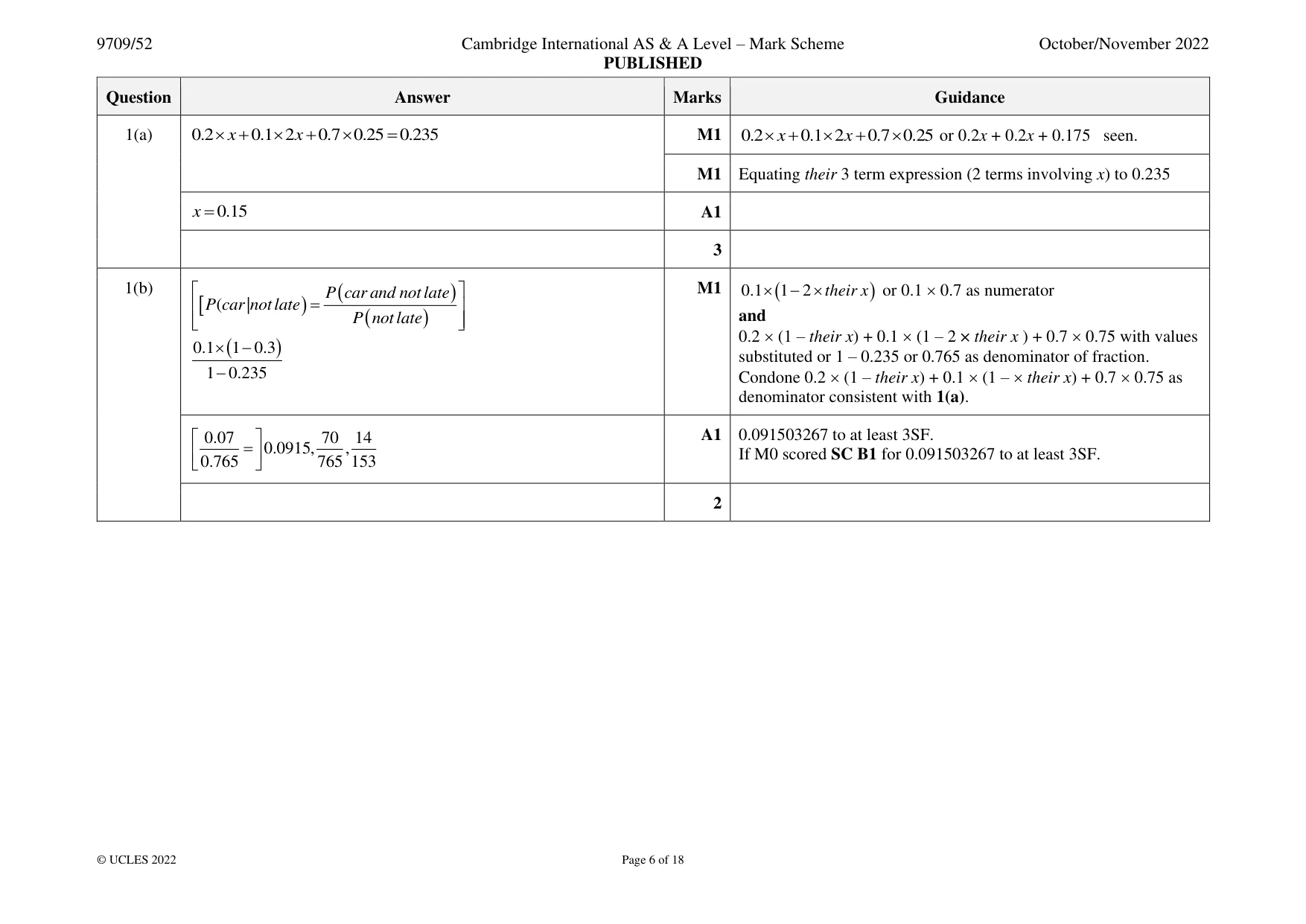 Mark scheme, page 6 of 18