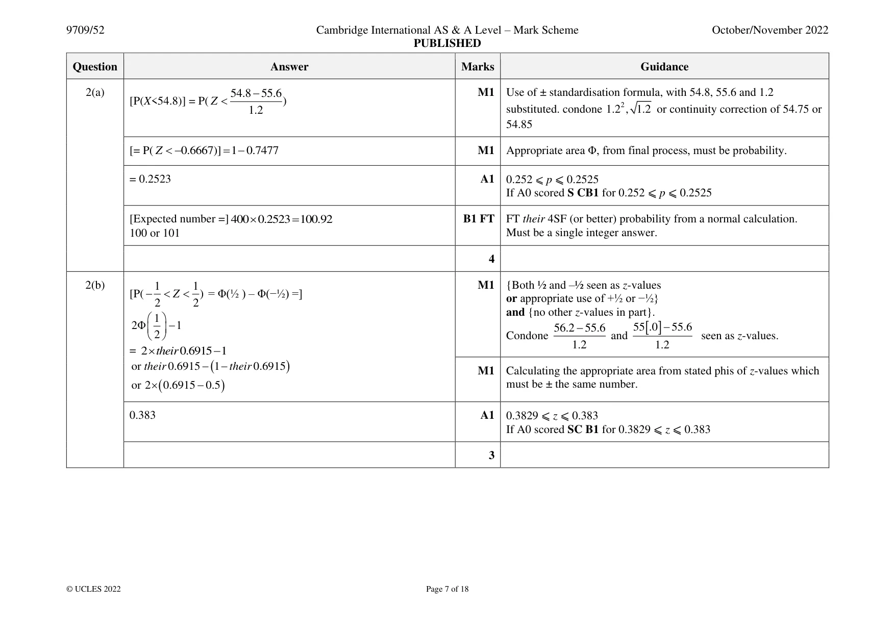 Mark scheme, page 7 of 18