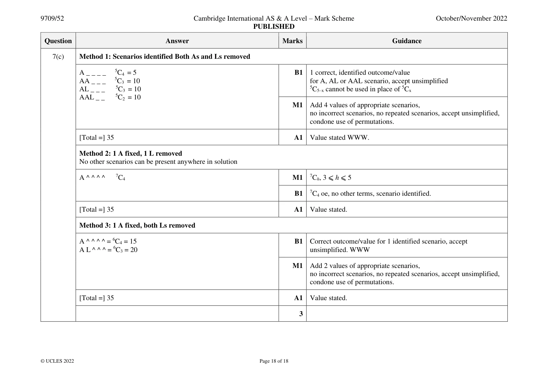 Mark scheme, page 18 of 18