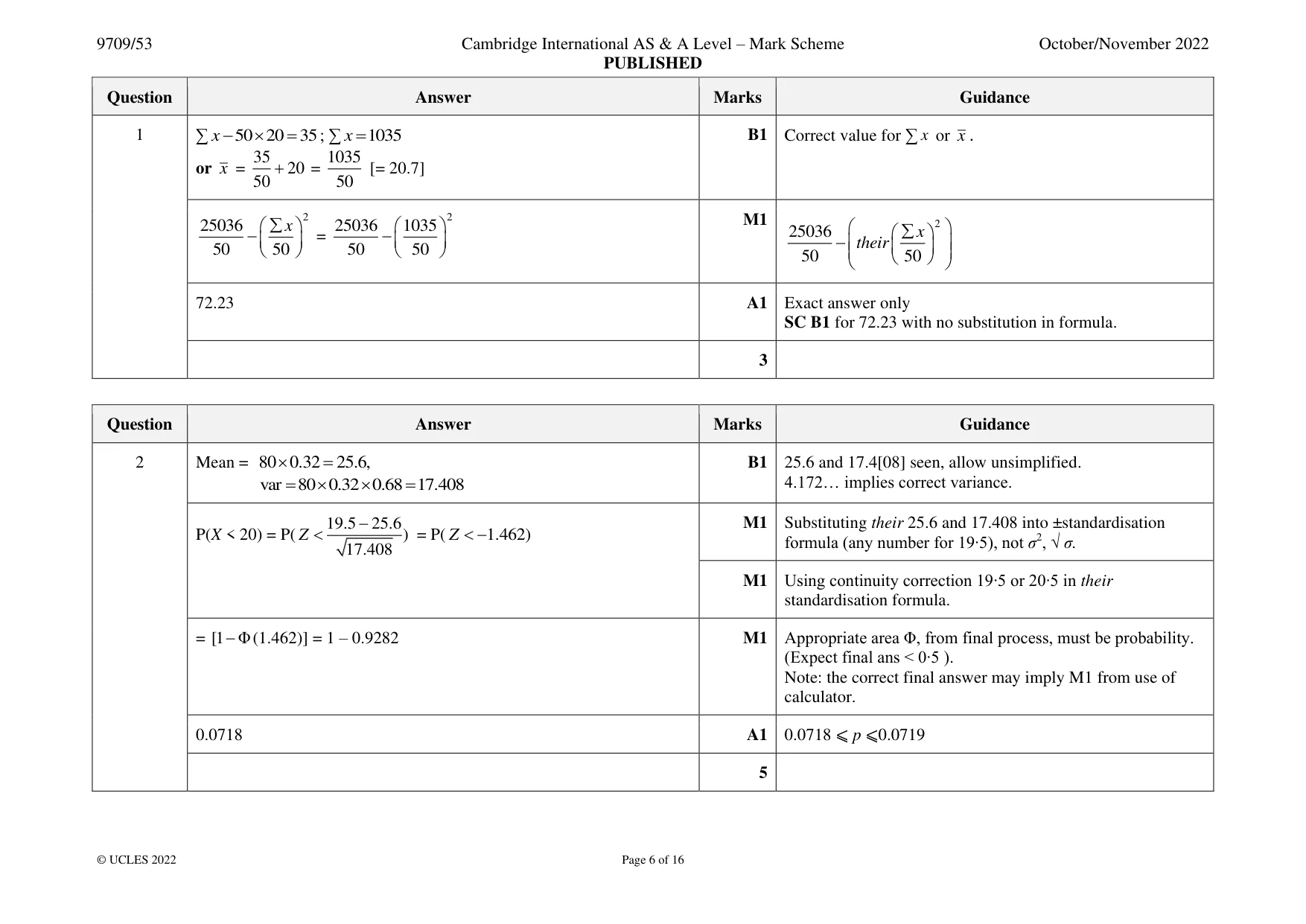 Mark scheme, page 6 of 16