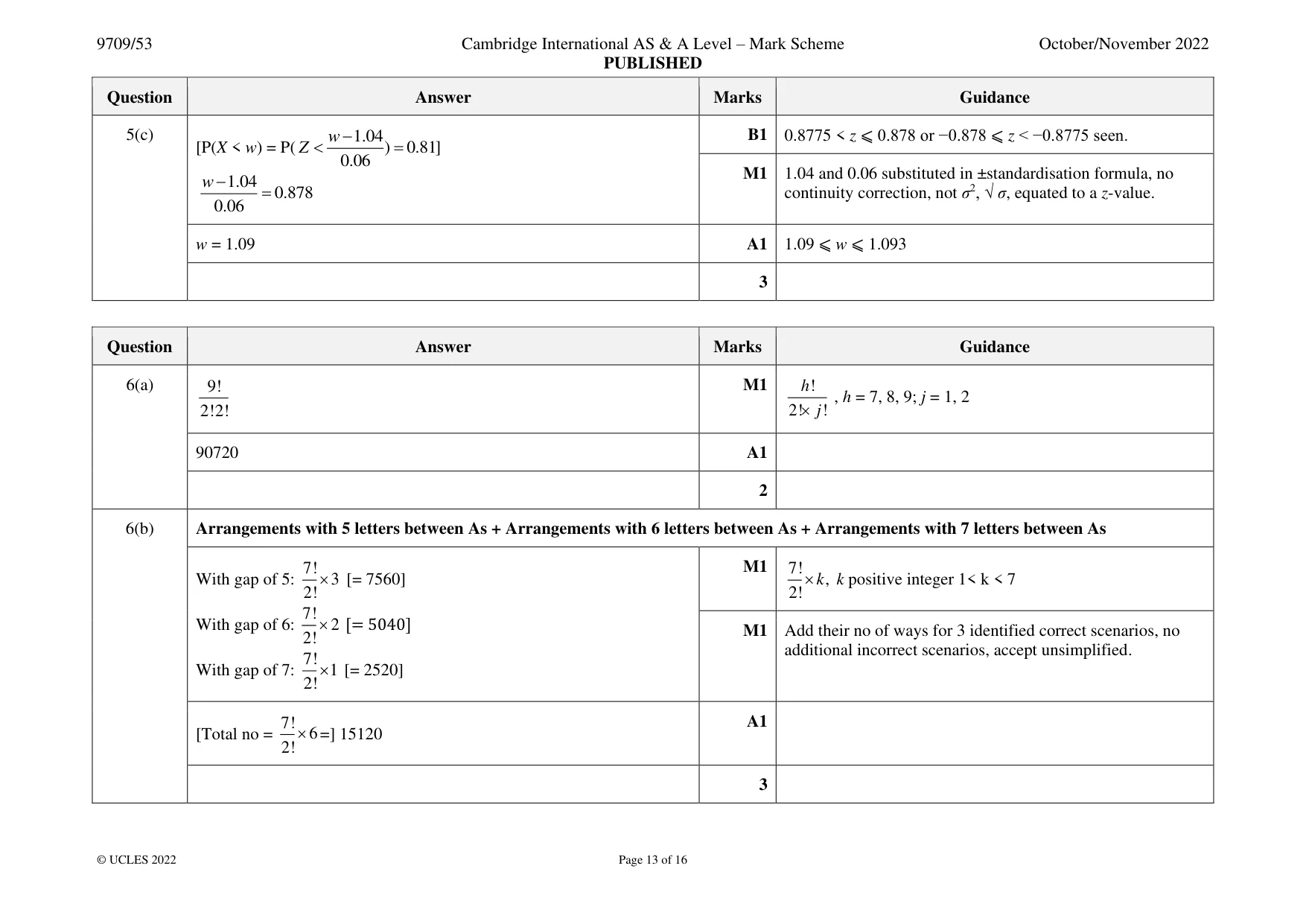Mark scheme, page 13 of 16