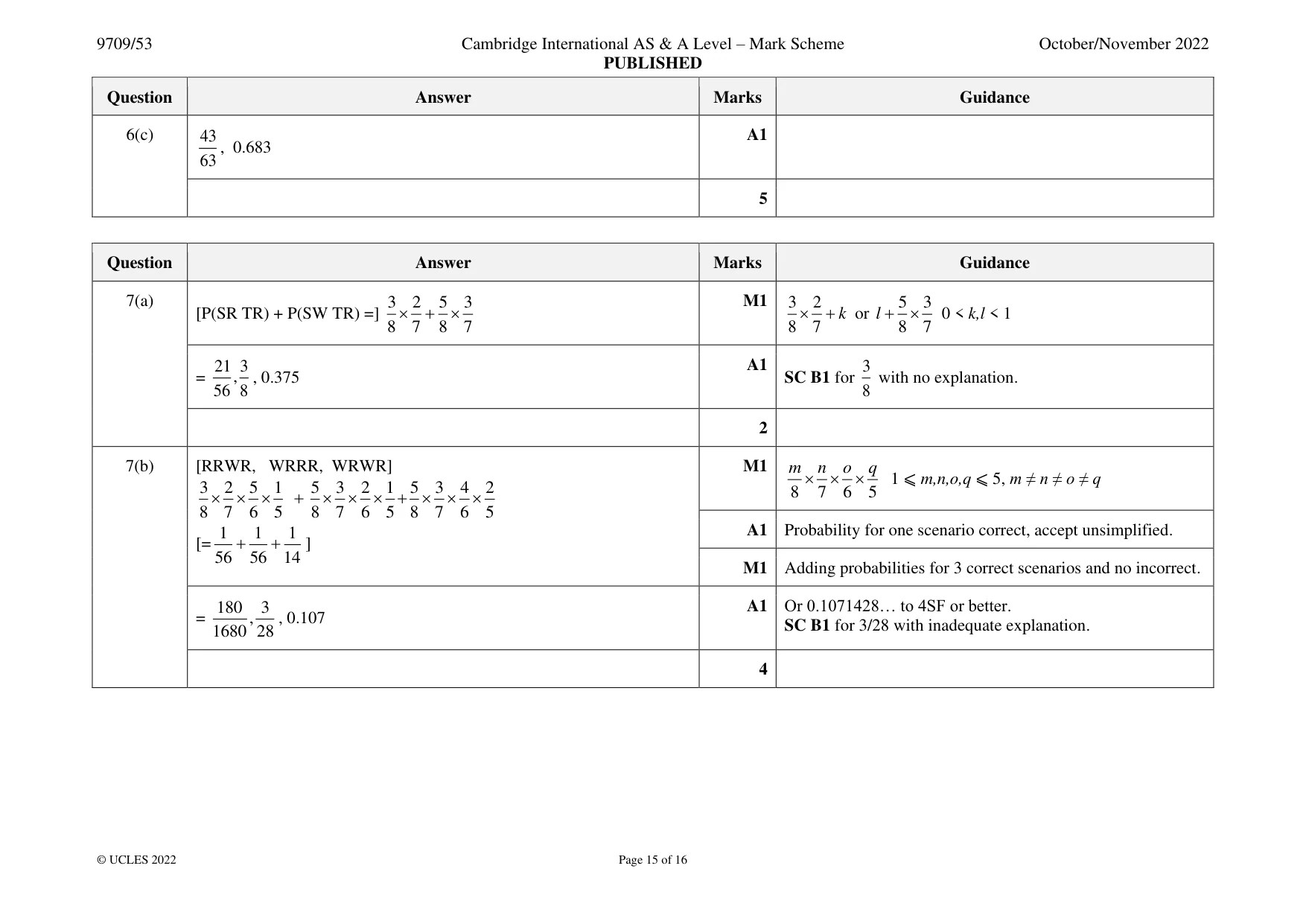 Mark scheme, page 15 of 16