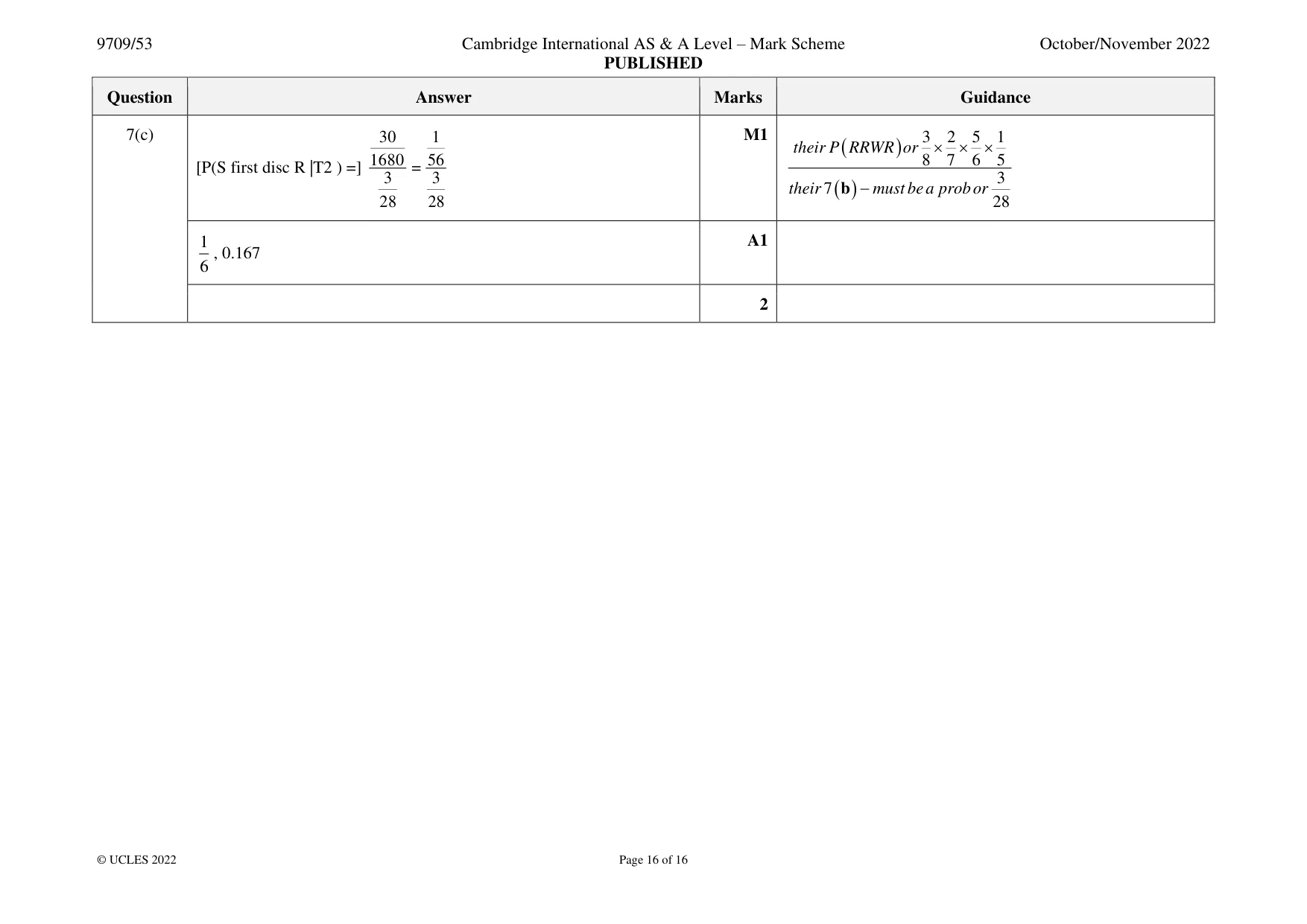 Mark scheme, page 16 of 16
