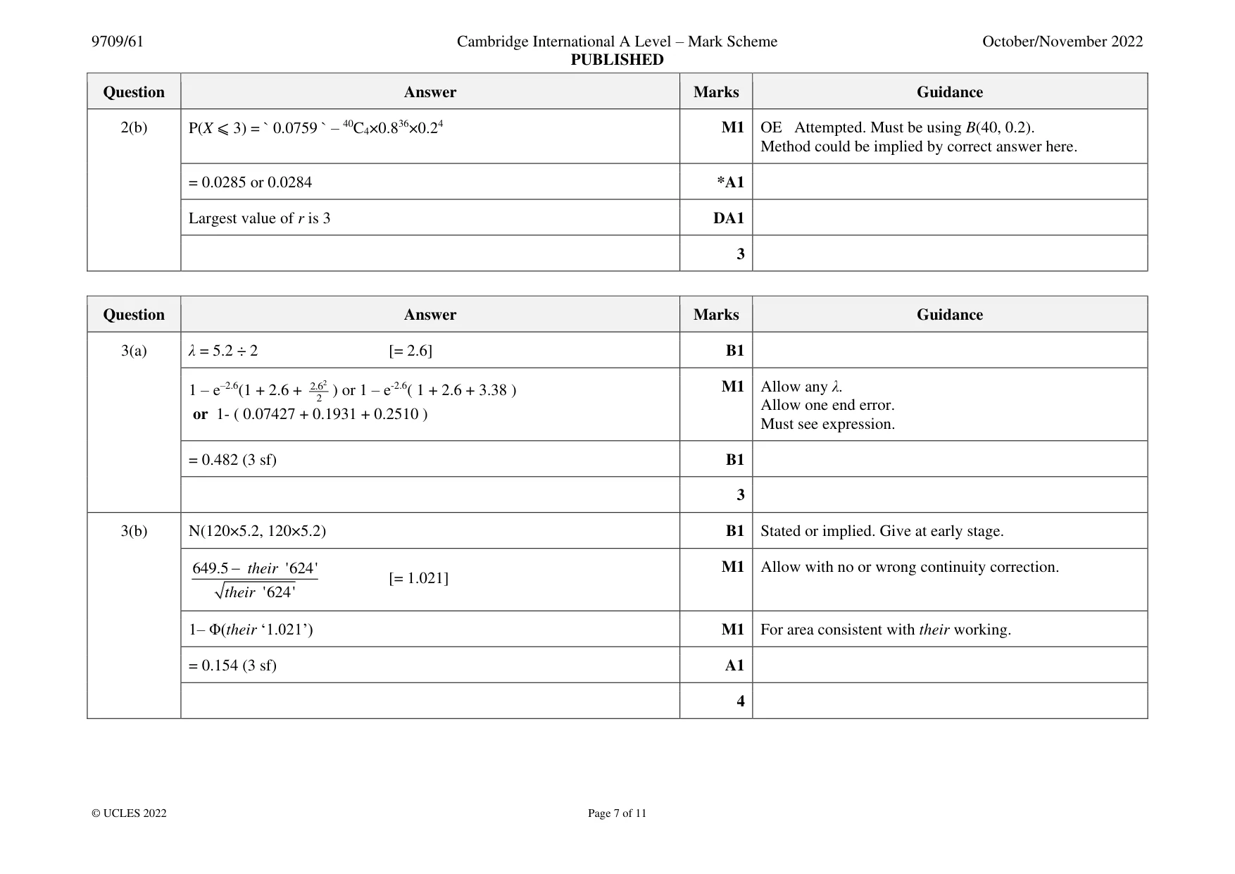 Mark scheme, page 7 of 11
