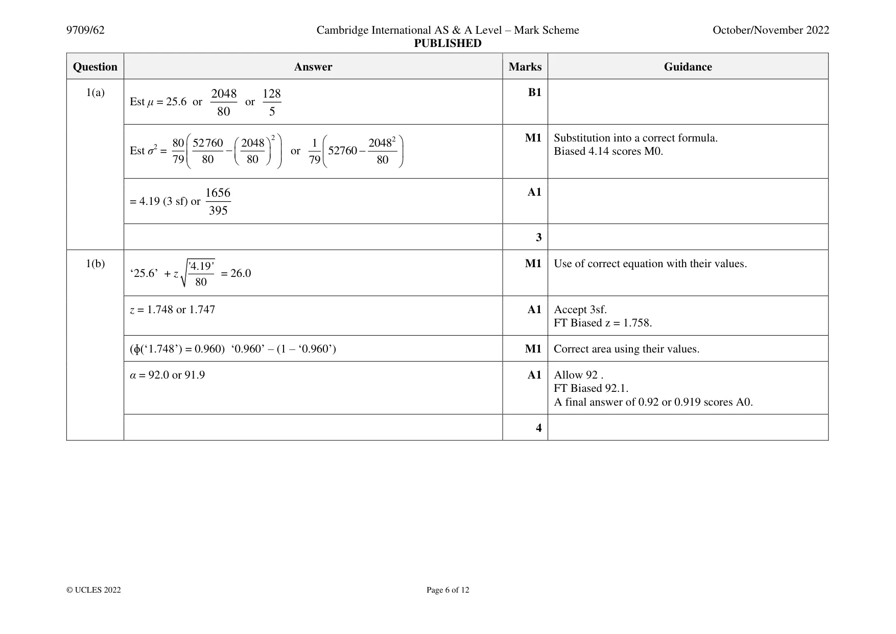 Mark scheme, page 6 of 12