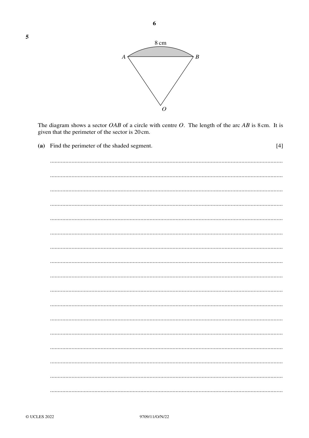 Cambridge A Level Mathematics 9709 2022 Oct/Nov Paper 1 · Variant 1 question paper, page 6 of 20