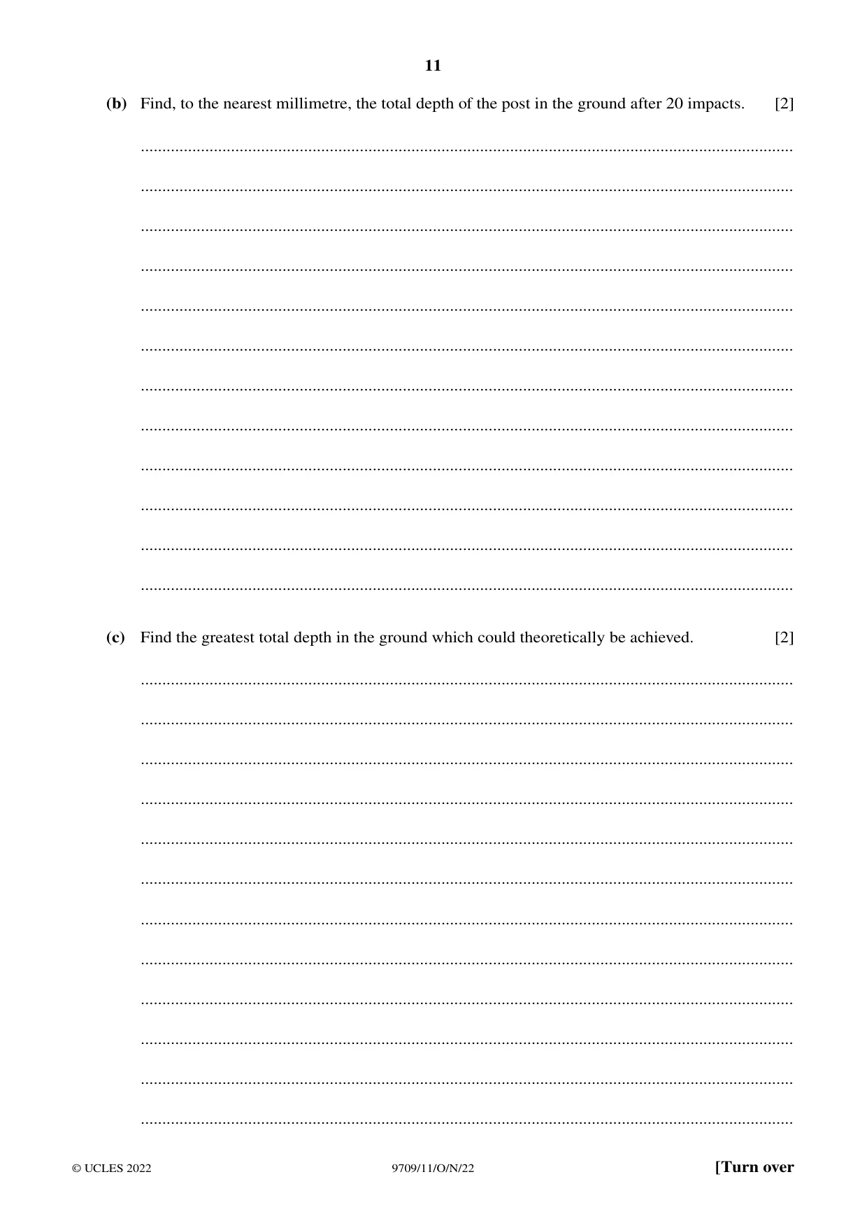 Cambridge A Level Mathematics 9709 2022 Oct/Nov Paper 1 · Variant 1 question paper, page 11 of 20