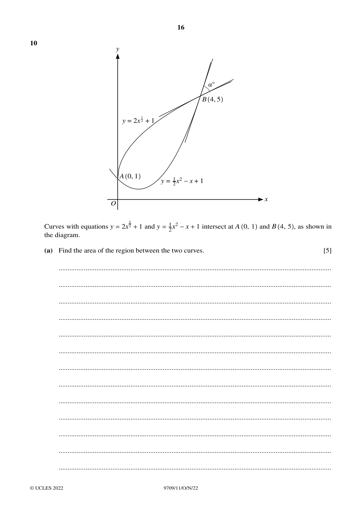 Cambridge A Level Mathematics 9709 2022 Oct/Nov Paper 1 · Variant 1 question paper, page 16 of 20
