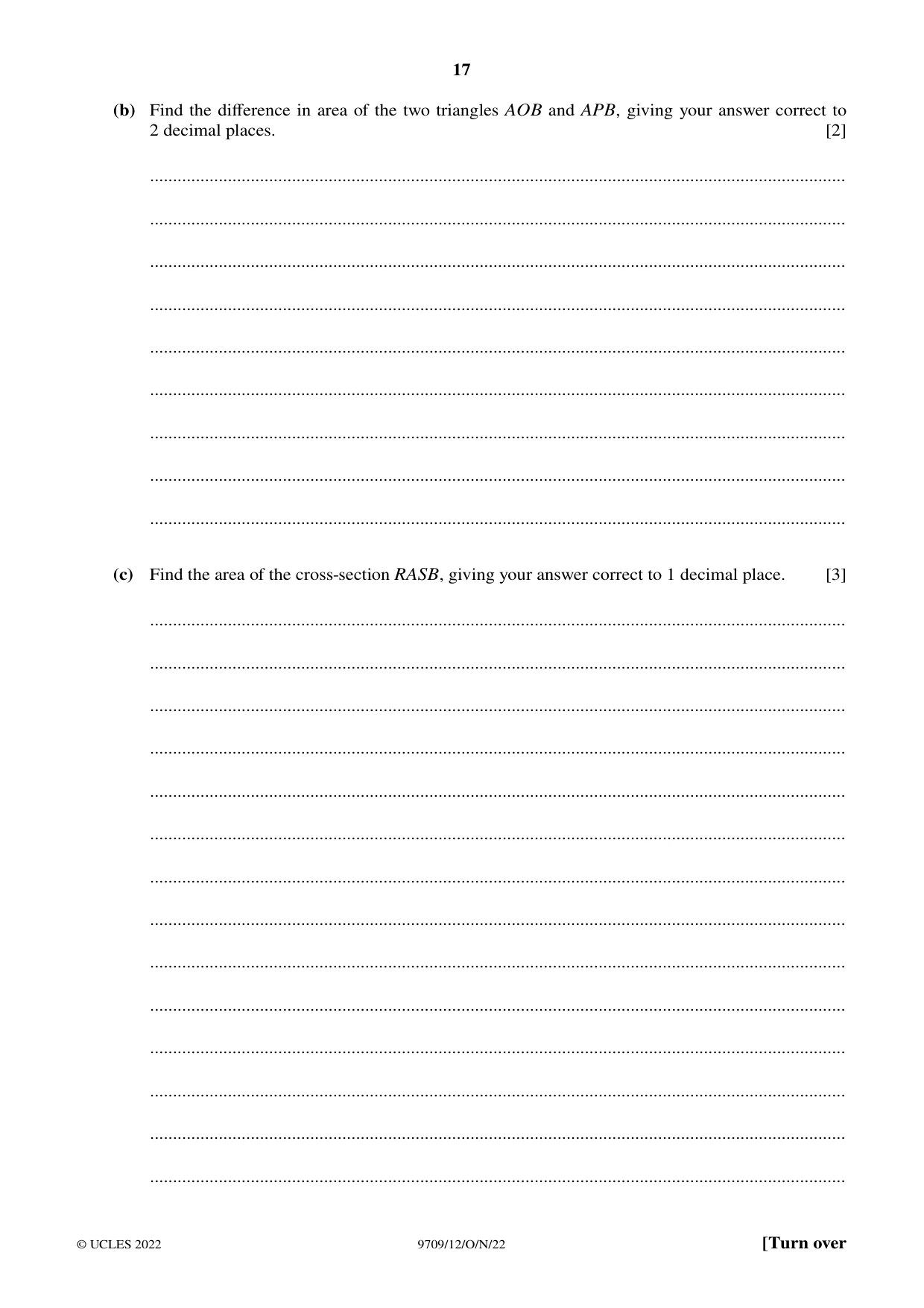 Cambridge A Level Mathematics 9709 2022 Oct/Nov Paper 1 · Variant 2 question paper, page 17 of 20