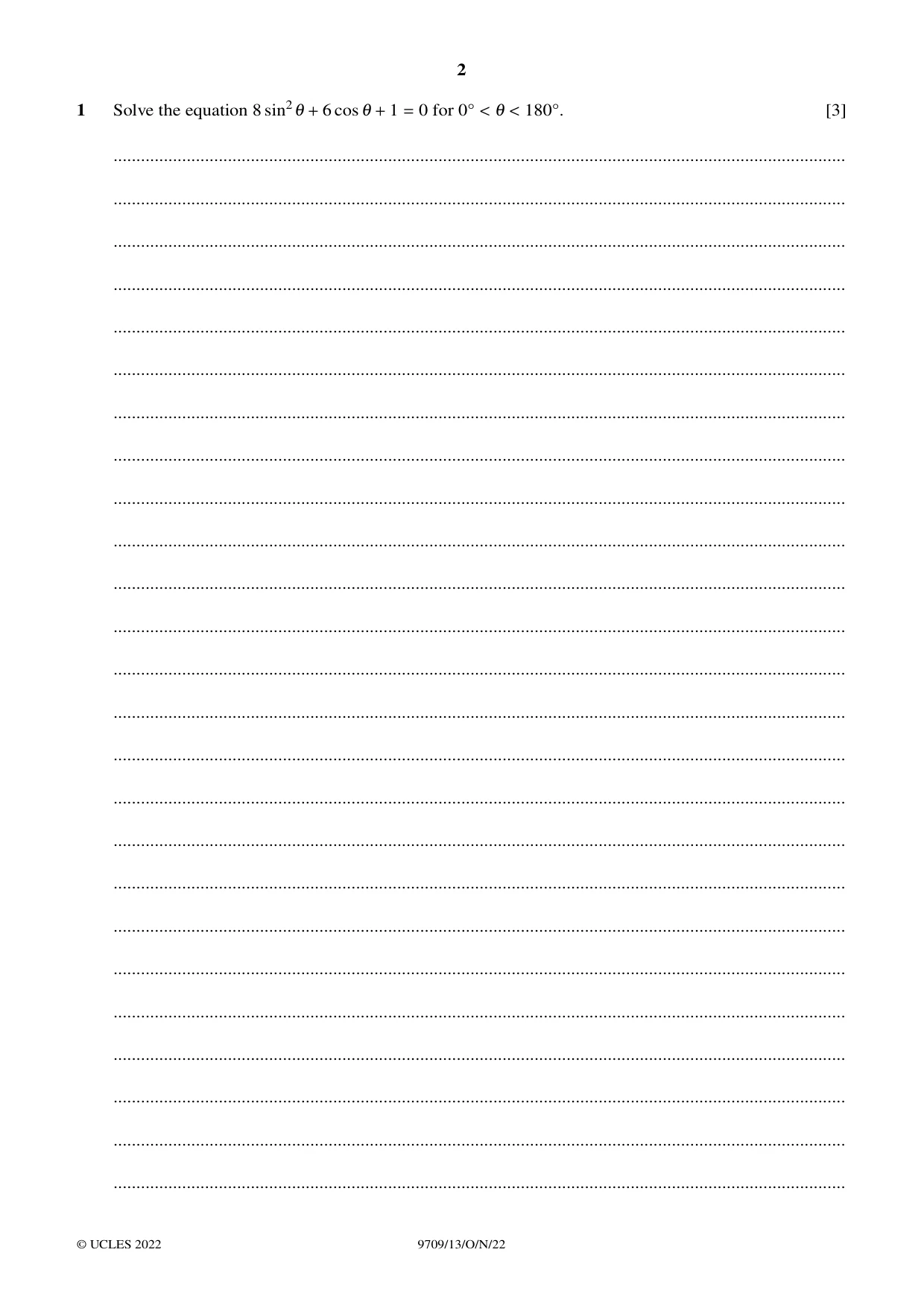 Cambridge A Level Mathematics 9709 2022 Oct/Nov Paper 1 · Variant 3 question paper, page 2 of 20