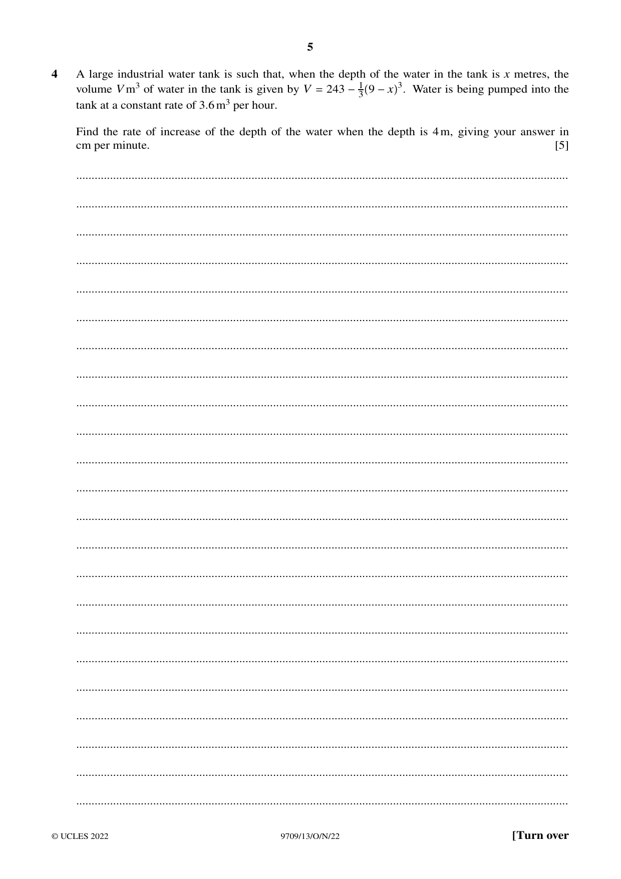 Cambridge A Level Mathematics 9709 2022 Oct/Nov Paper 1 · Variant 3 question paper, page 5 of 20