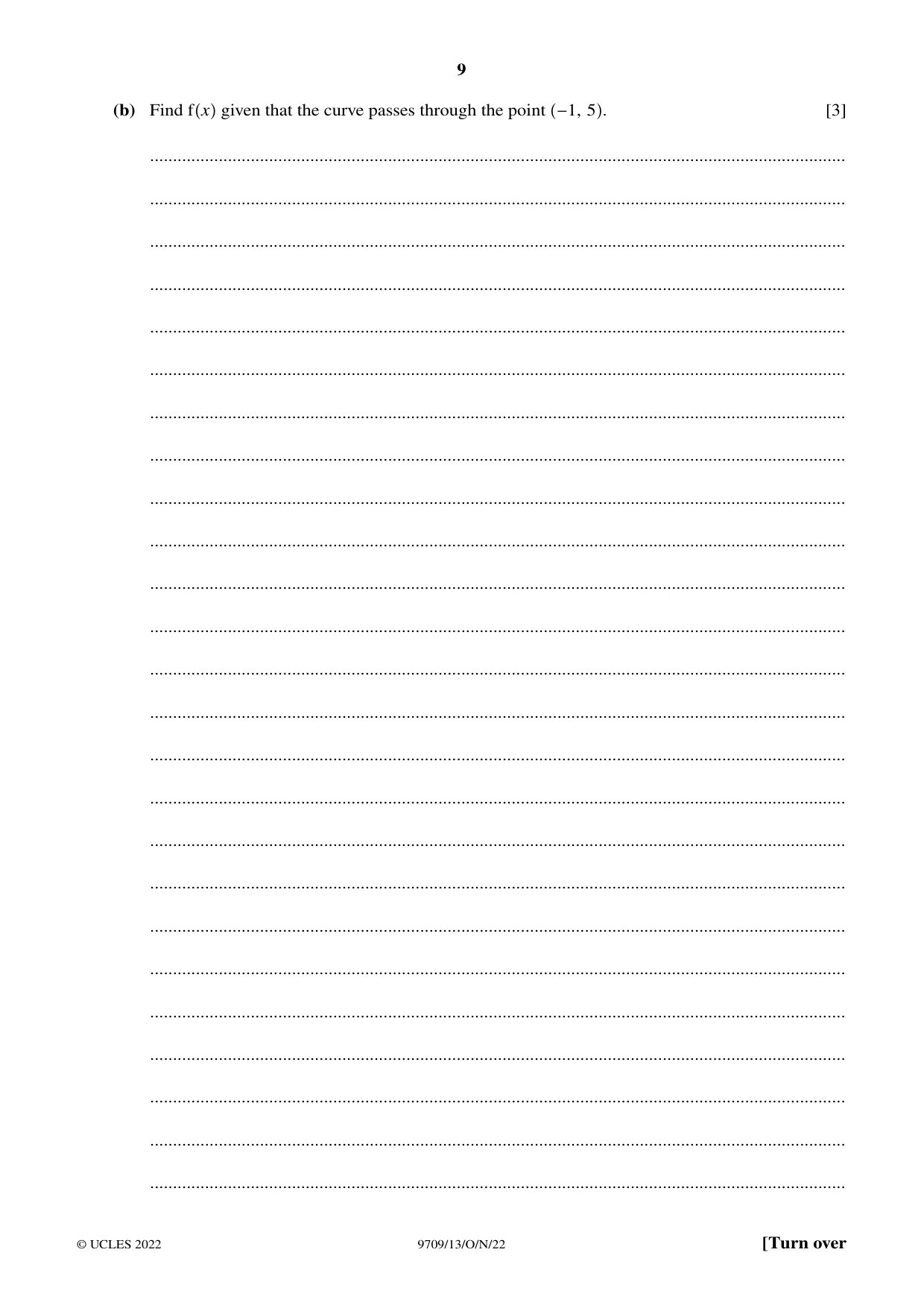 Cambridge A Level Mathematics 9709 2022 Oct/Nov Paper 1 · Variant 3 question paper, page 9 of 20