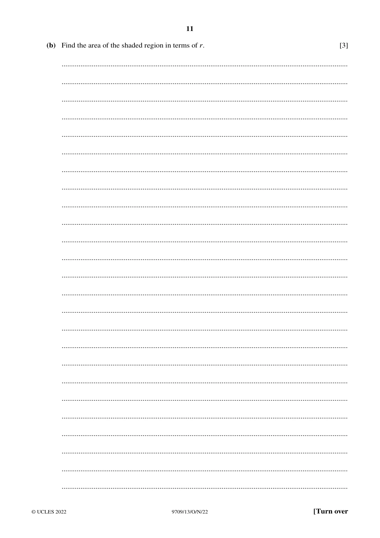 Cambridge A Level Mathematics 9709 2022 Oct/Nov Paper 1 · Variant 3 question paper, page 11 of 20
