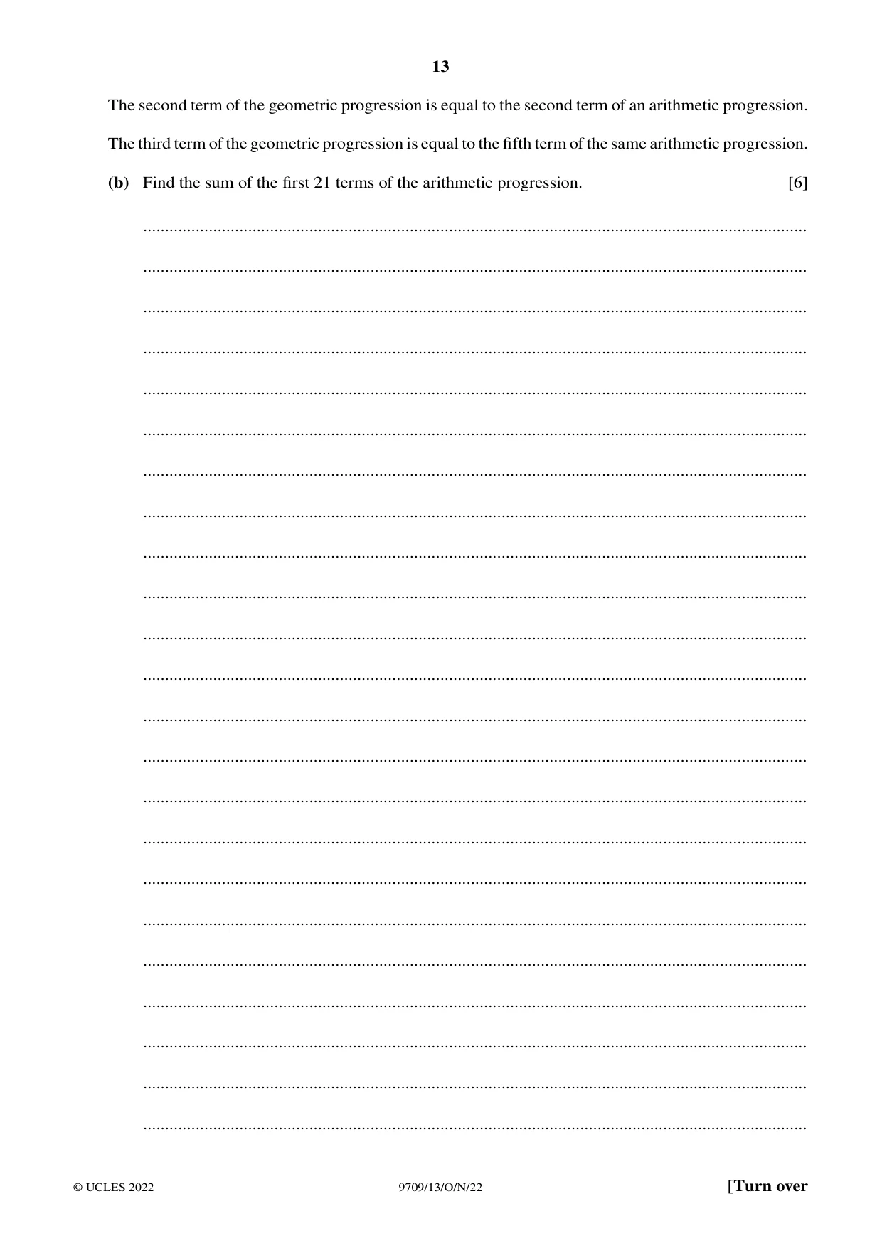 Cambridge A Level Mathematics 9709 2022 Oct/Nov Paper 1 · Variant 3 question paper, page 13 of 20