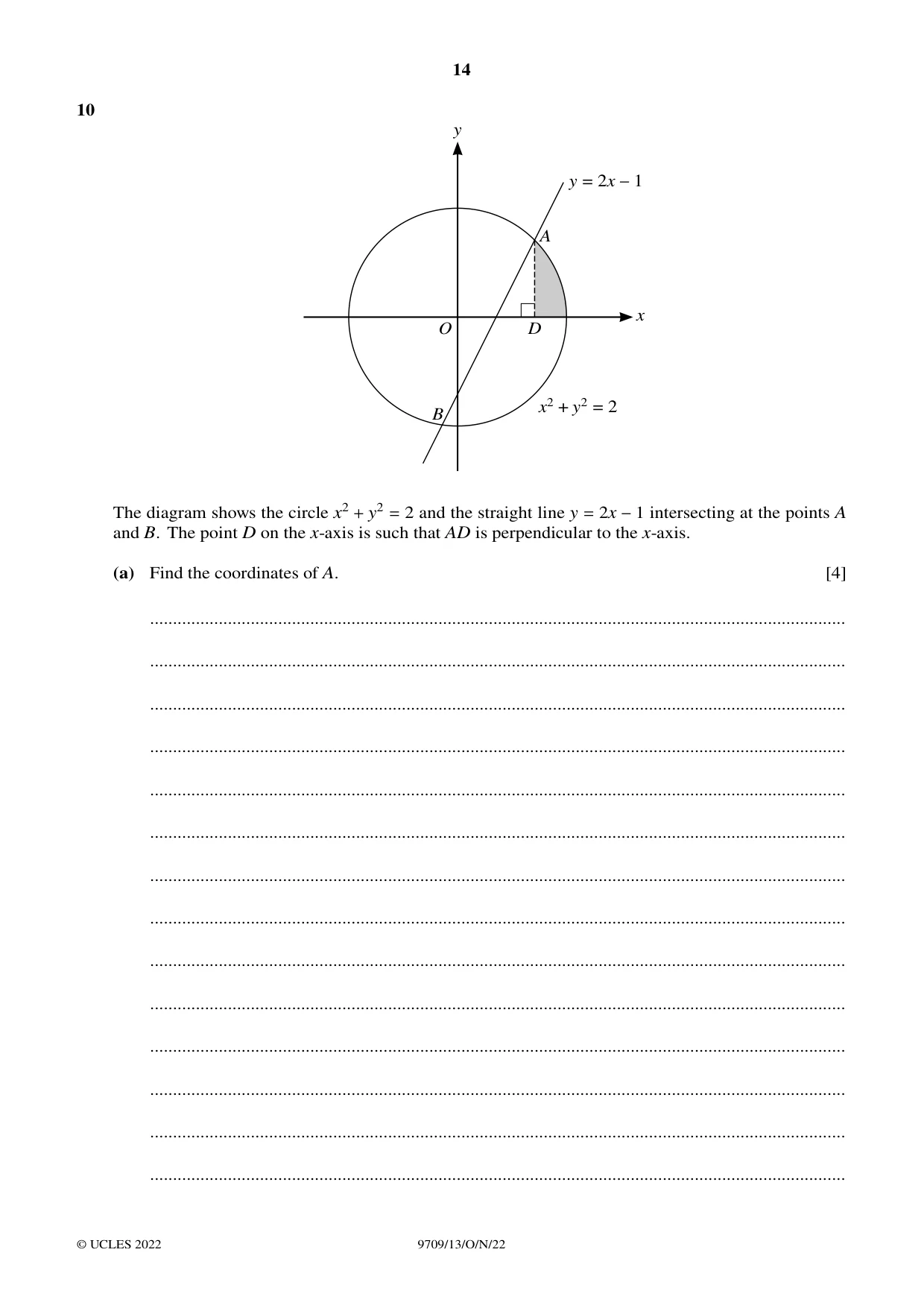 Cambridge A Level Mathematics 9709 2022 Oct/Nov Paper 1 · Variant 3 question paper, page 14 of 20