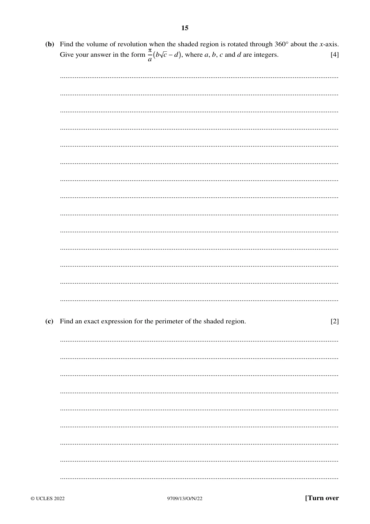 Cambridge A Level Mathematics 9709 2022 Oct/Nov Paper 1 · Variant 3 question paper, page 15 of 20