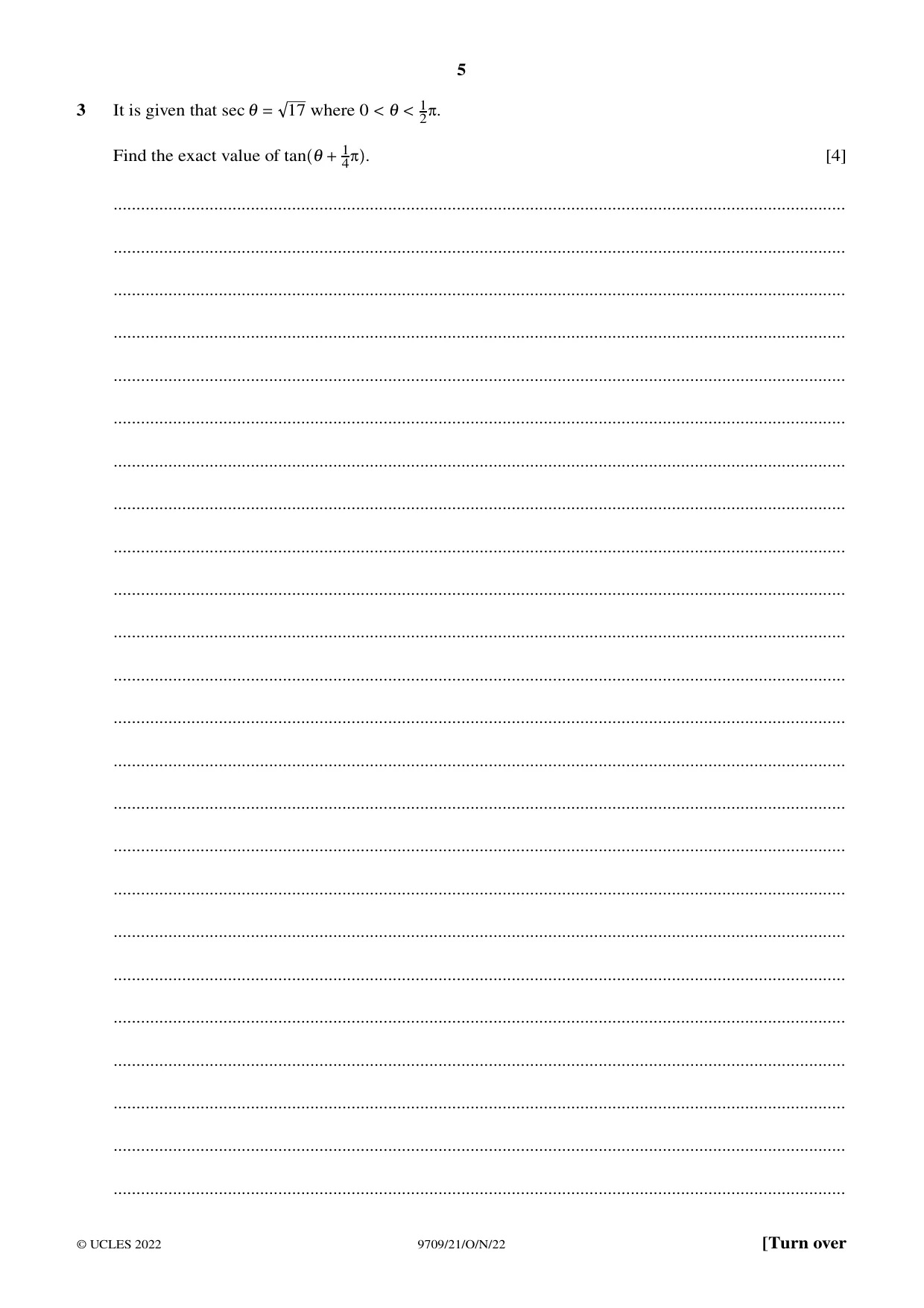 Cambridge A Level Mathematics 9709 2022 Oct/Nov Paper 2 · Variant 1 question paper, page 5 of 16
