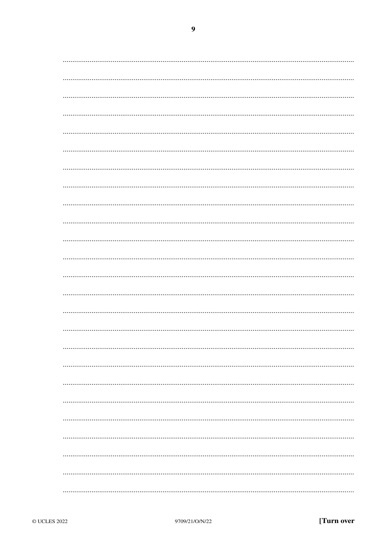 Cambridge A Level Mathematics 9709 2022 Oct/Nov Paper 2 · Variant 1 question paper, page 9 of 16