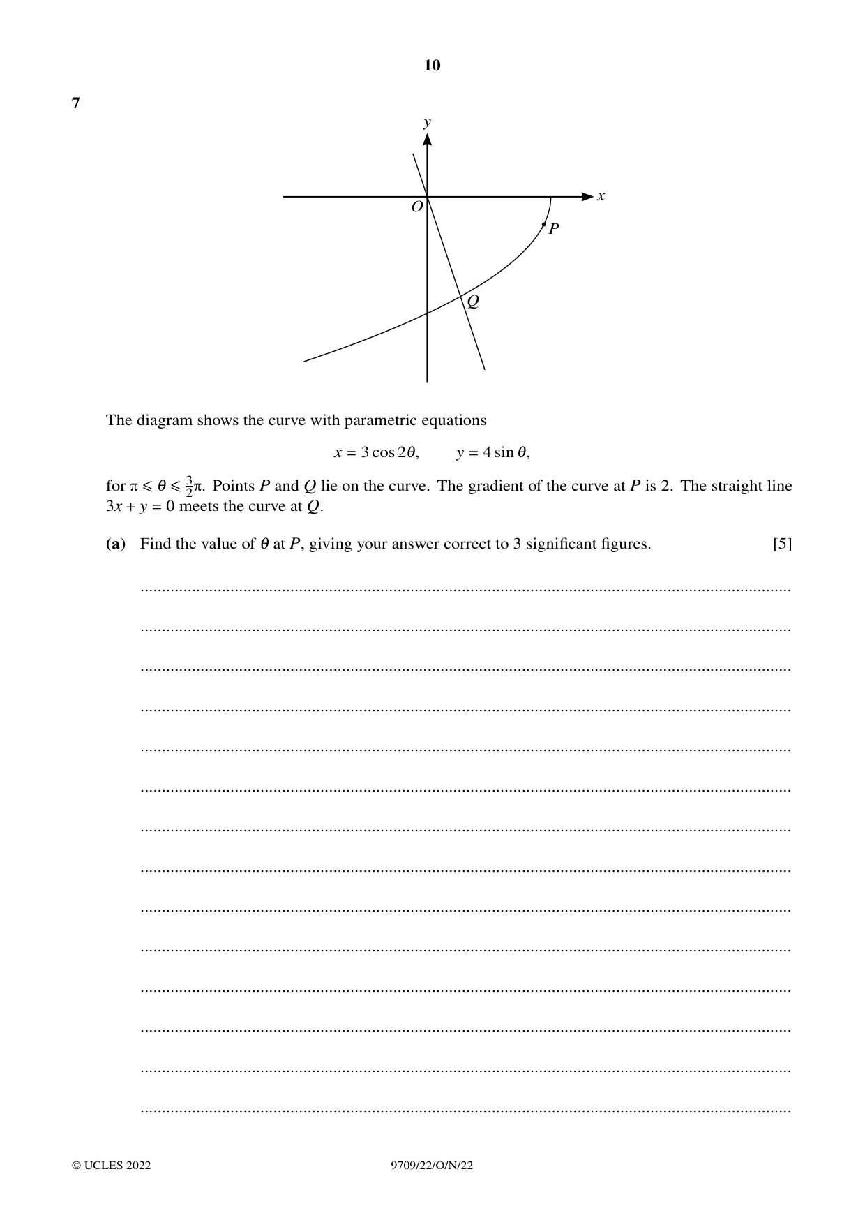 Cambridge A Level Mathematics 9709 2022 Oct/Nov Paper 2 · Variant 2 question paper, page 10 of 12