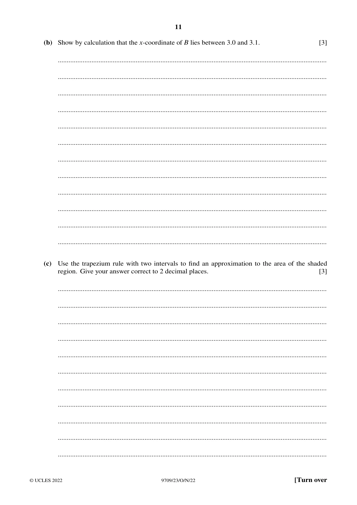 Cambridge A Level Mathematics 9709 2022 Oct/Nov Paper 2 · Variant 3 question paper, page 11 of 16