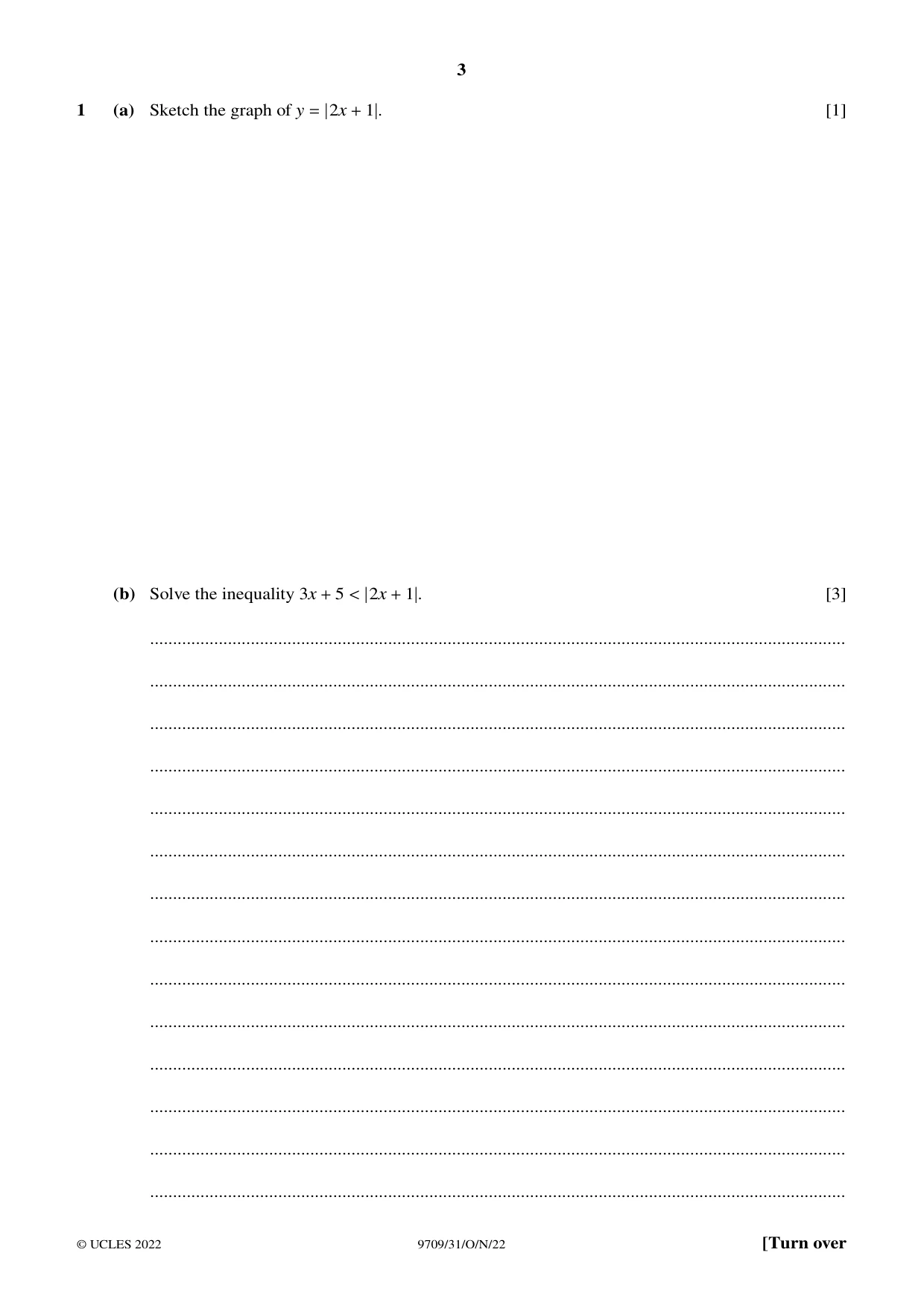 Cambridge A Level Mathematics 9709 2022 Oct/Nov Paper 3 · Variant 1 question paper, page 3 of 20