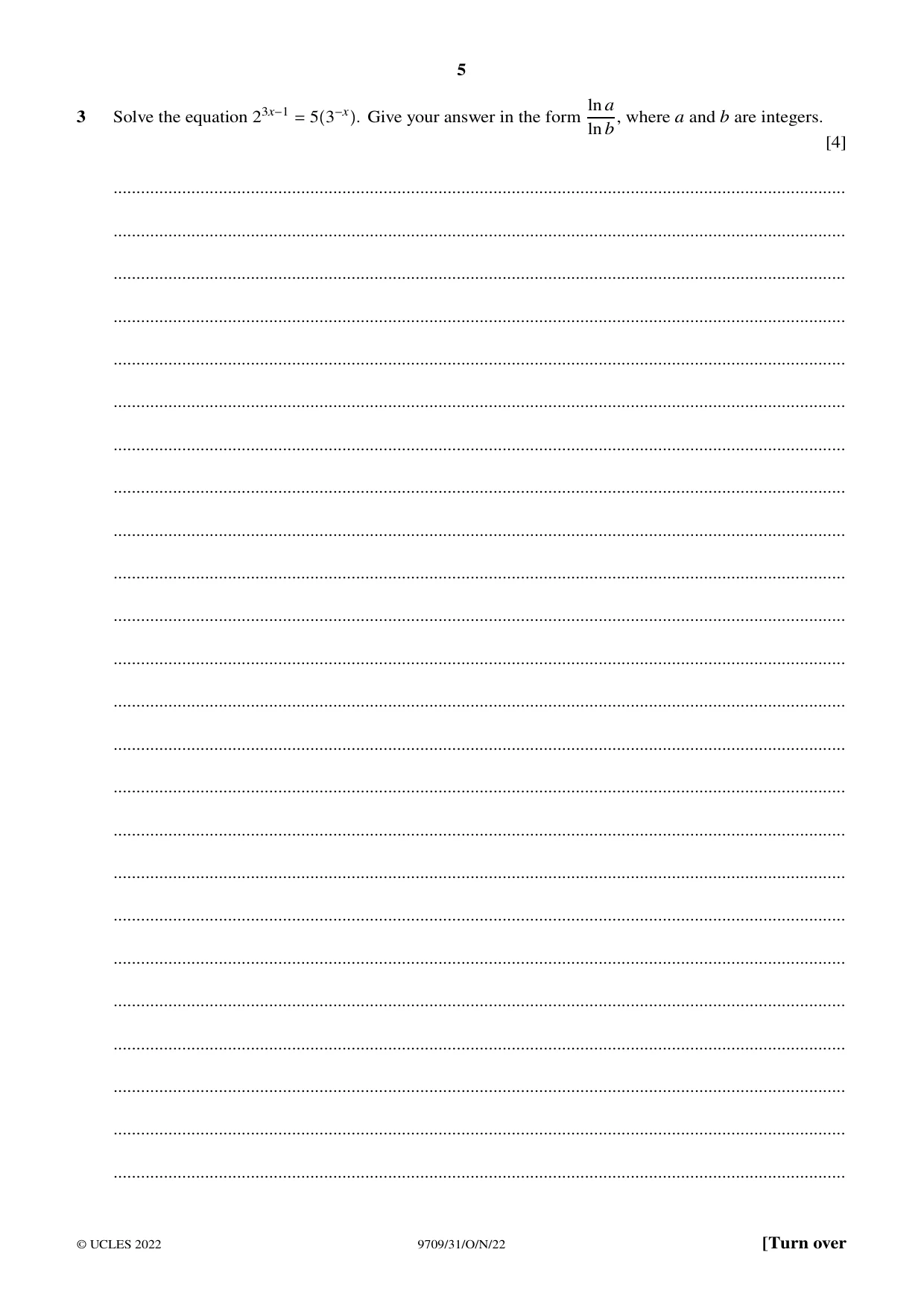 Cambridge A Level Mathematics 9709 2022 Oct/Nov Paper 3 · Variant 1 question paper, page 5 of 20