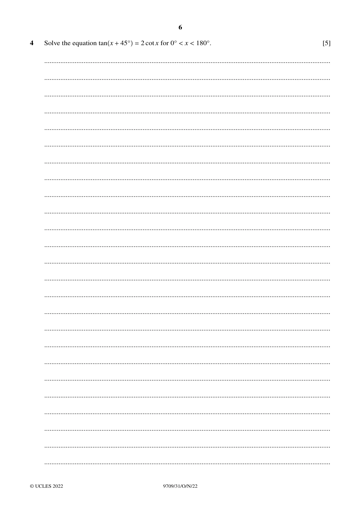 Cambridge A Level Mathematics 9709 2022 Oct/Nov Paper 3 · Variant 1 question paper, page 6 of 20