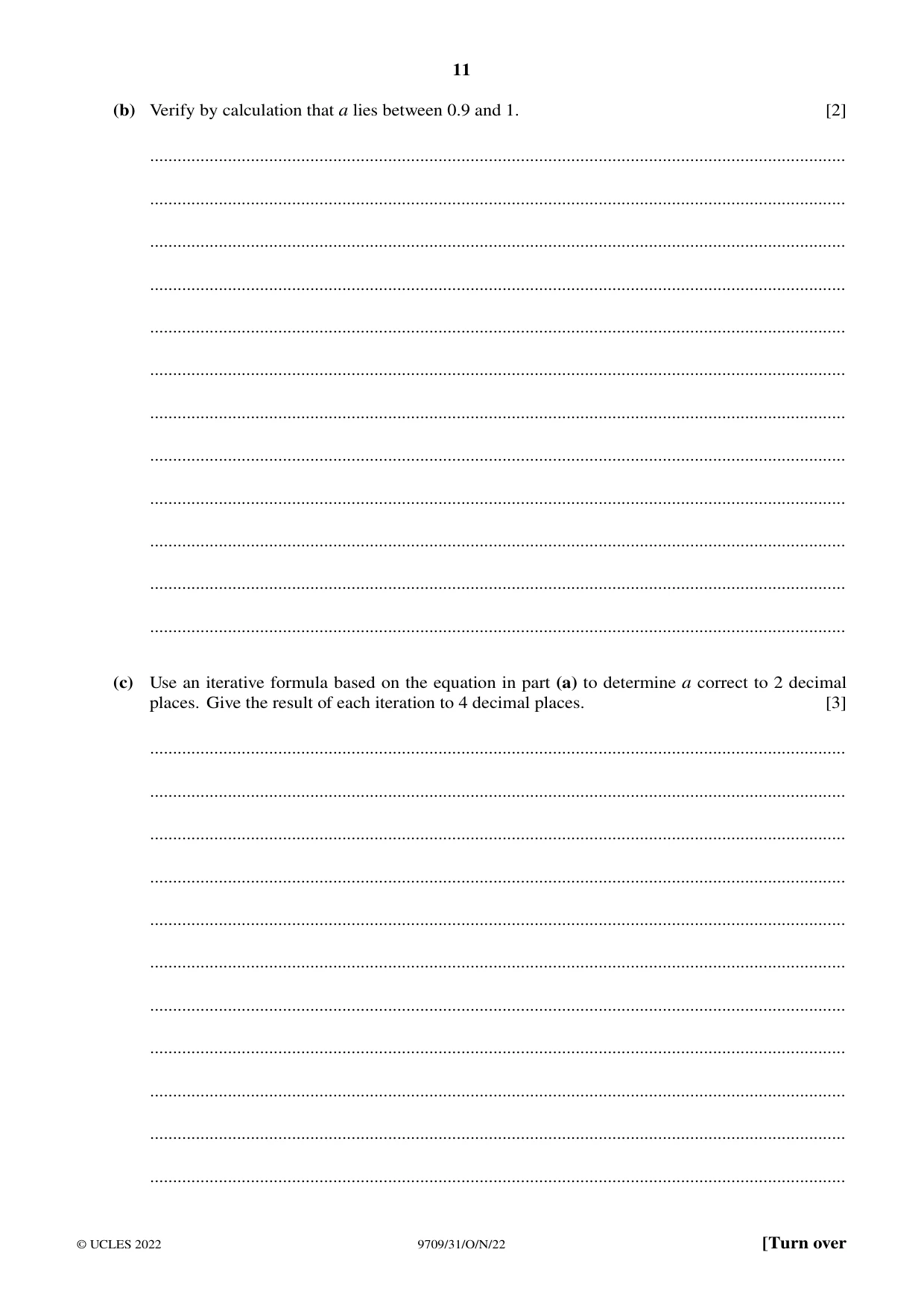 Cambridge A Level Mathematics 9709 2022 Oct/Nov Paper 3 · Variant 1 question paper, page 11 of 20