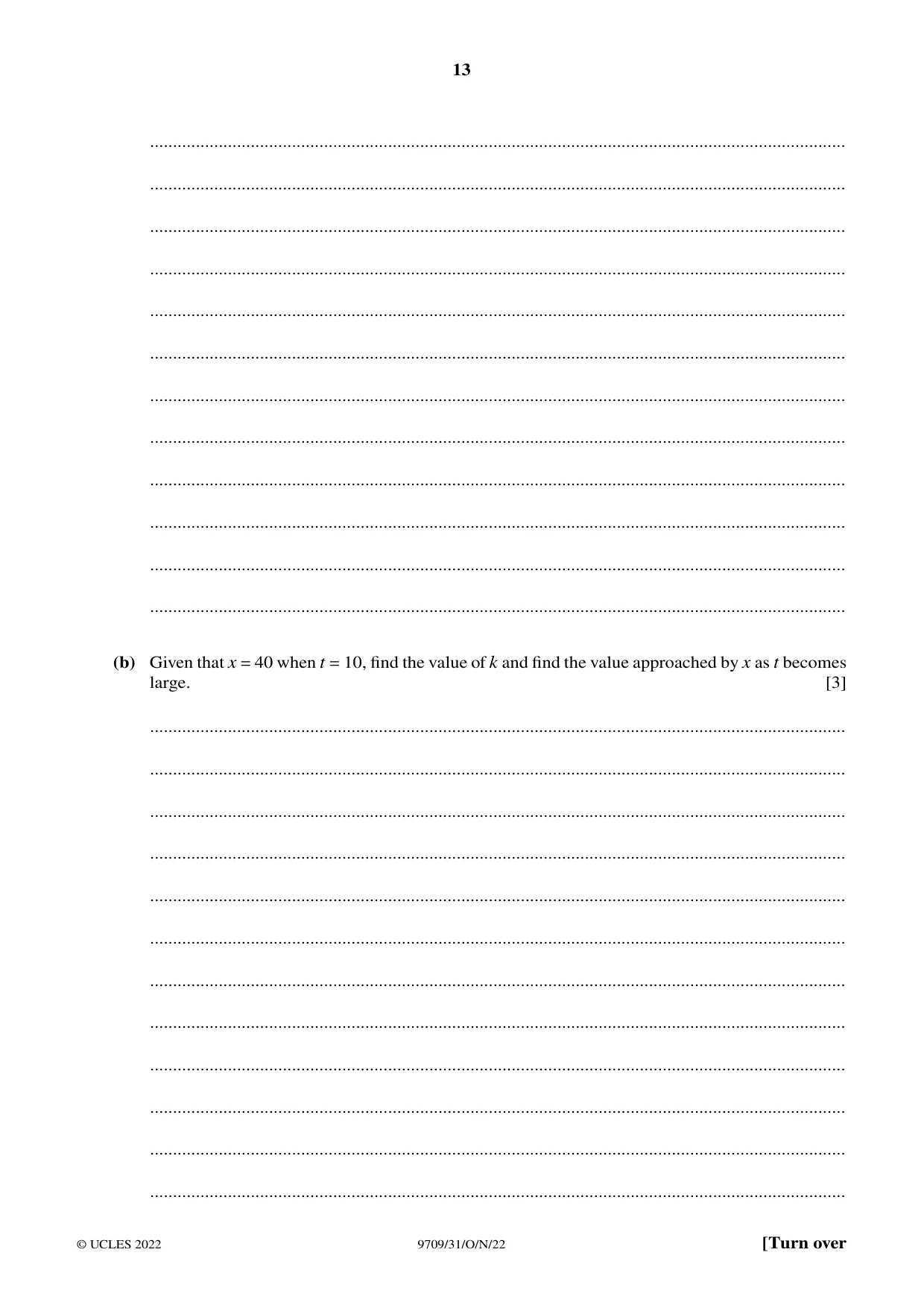 Cambridge A Level Mathematics 9709 2022 Oct/Nov Paper 3 · Variant 1 question paper, page 13 of 20