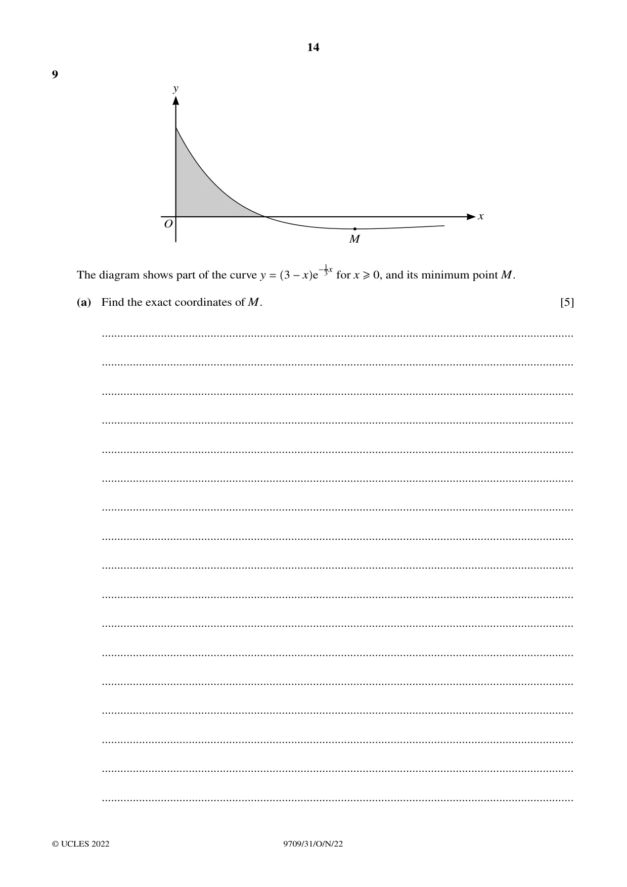 Cambridge A Level Mathematics 9709 2022 Oct/Nov Paper 3 · Variant 1 question paper, page 14 of 20