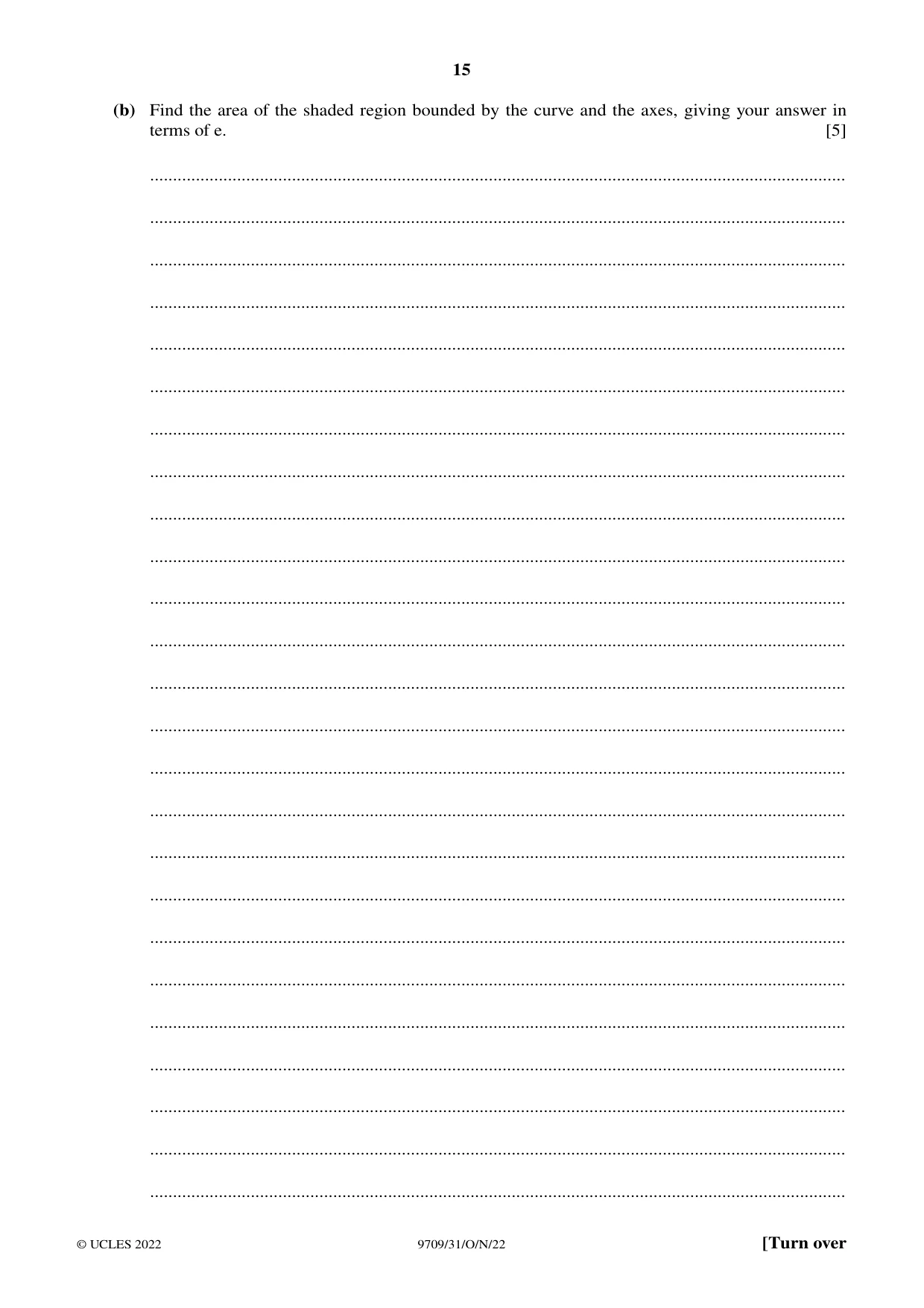 Cambridge A Level Mathematics 9709 2022 Oct/Nov Paper 3 · Variant 1 question paper, page 15 of 20