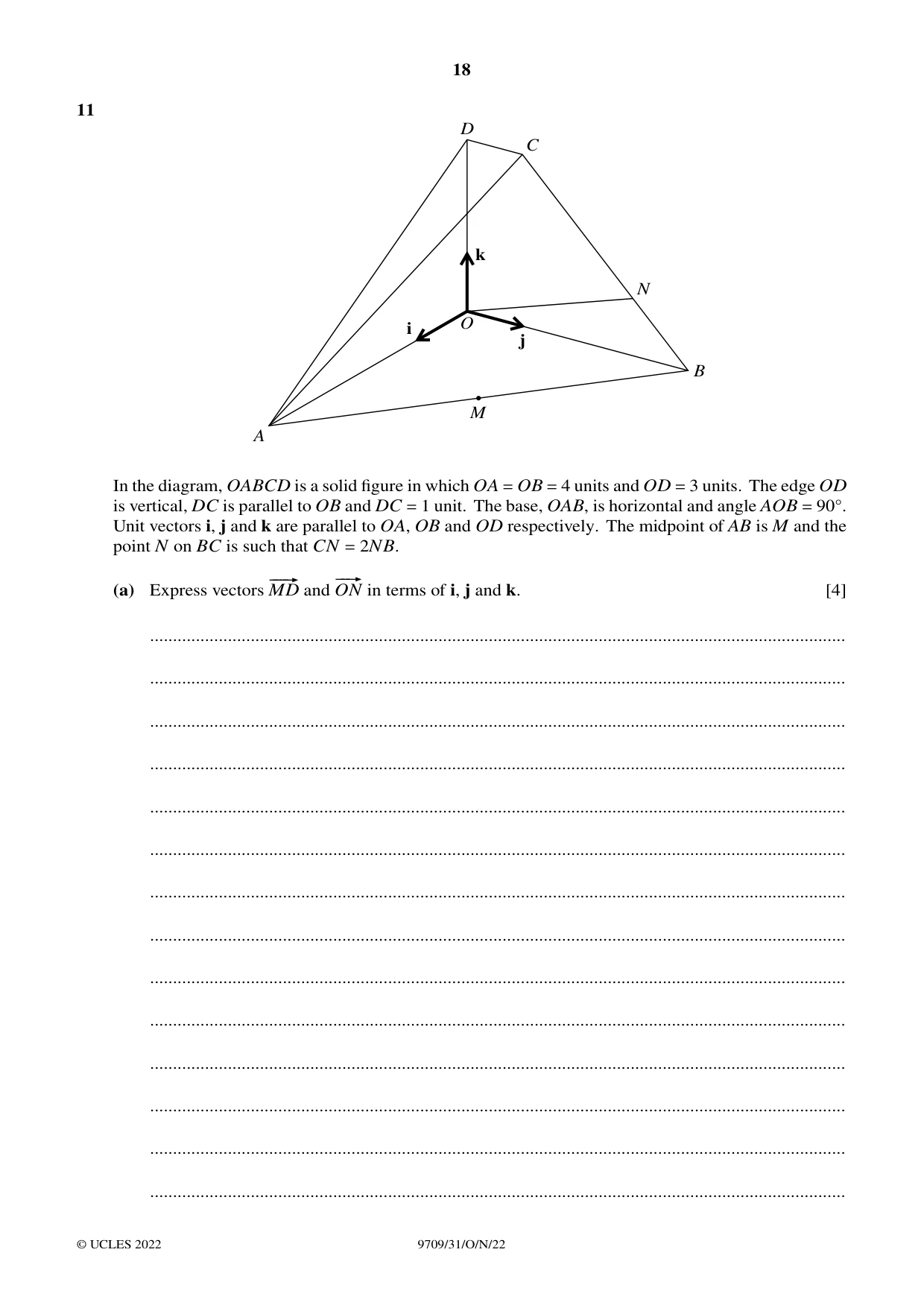 Cambridge A Level Mathematics 9709 2022 Oct/Nov Paper 3 · Variant 1 question paper, page 18 of 20