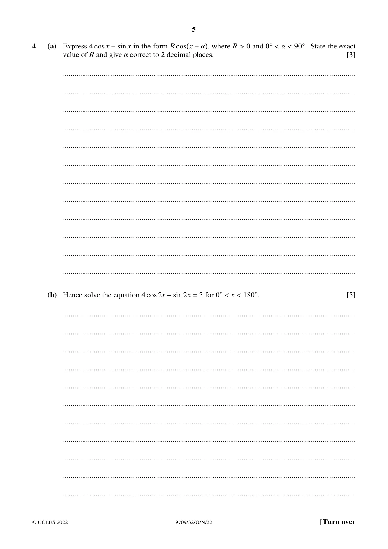 Cambridge A Level Mathematics 9709 2022 Oct/Nov Paper 3 · Variant 2 question paper, page 5 of 20