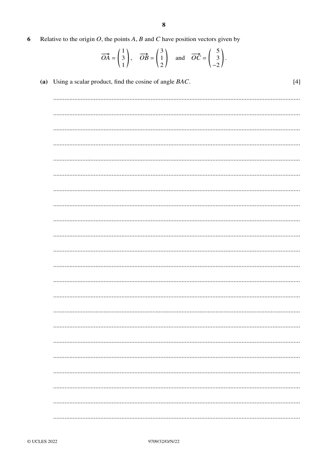 Cambridge A Level Mathematics 9709 2022 Oct/Nov Paper 3 · Variant 2 question paper, page 8 of 20