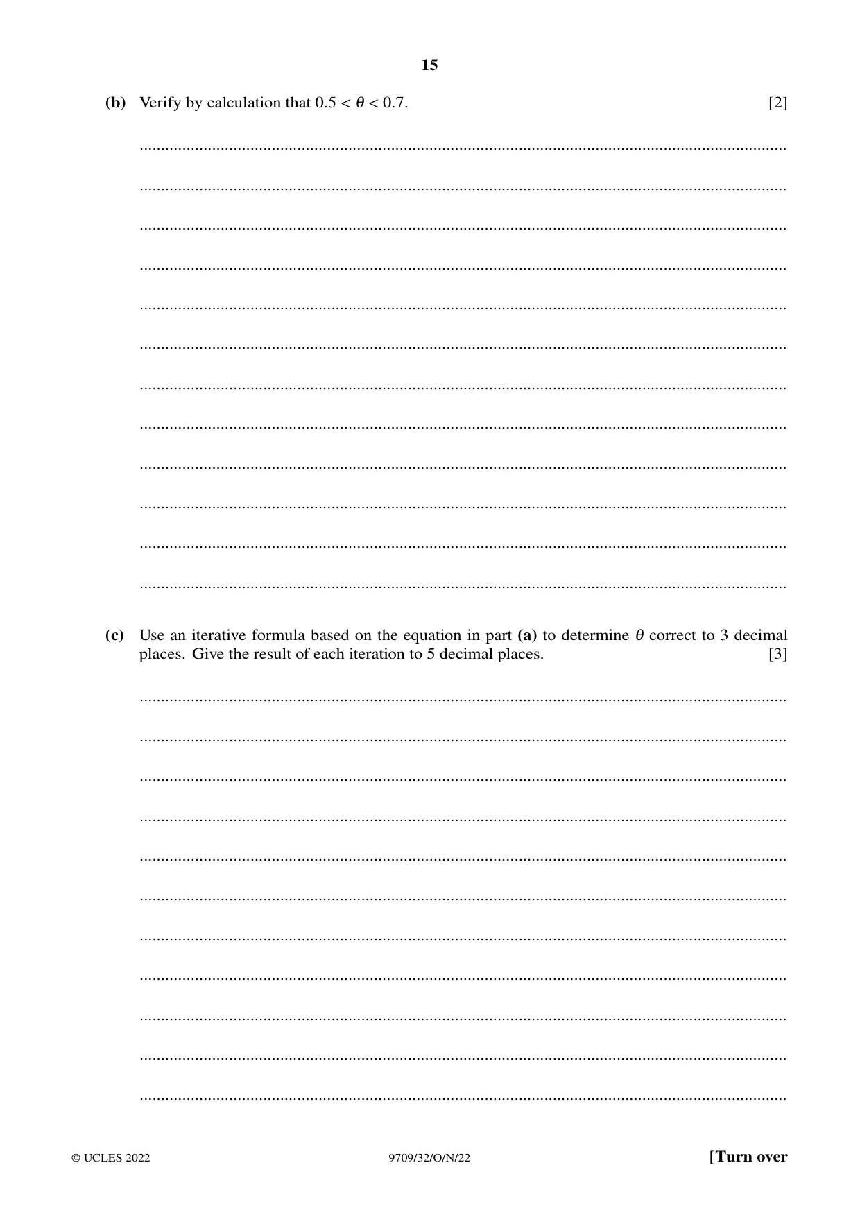 Cambridge A Level Mathematics 9709 2022 Oct/Nov Paper 3 · Variant 2 question paper, page 15 of 20