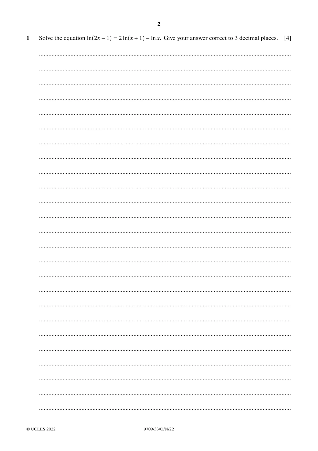Cambridge A Level Mathematics 9709 2022 Oct/Nov Paper 3 · Variant 3 question paper, page 2 of 20