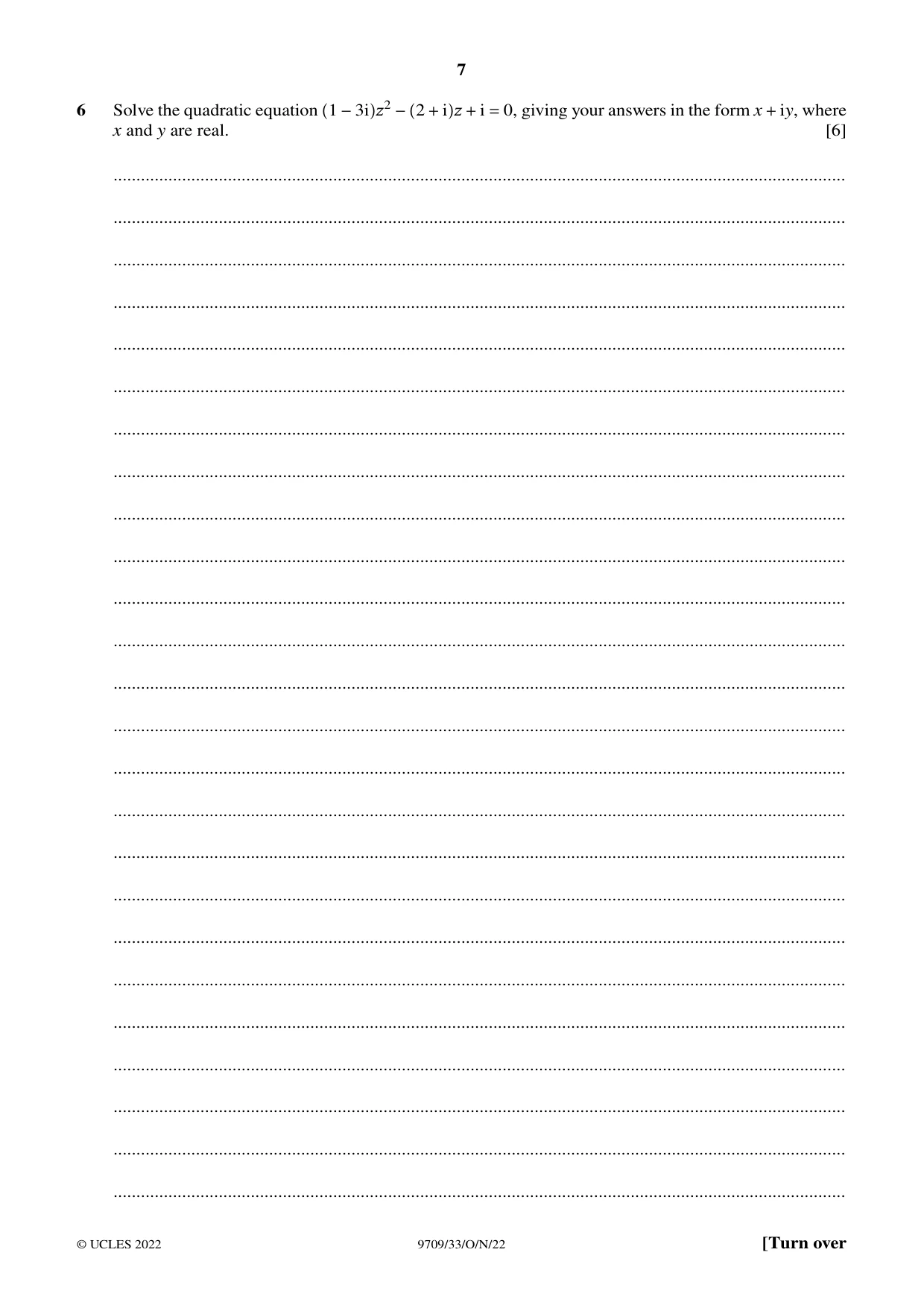 Cambridge A Level Mathematics 9709 2022 Oct/Nov Paper 3 · Variant 3 question paper, page 7 of 20